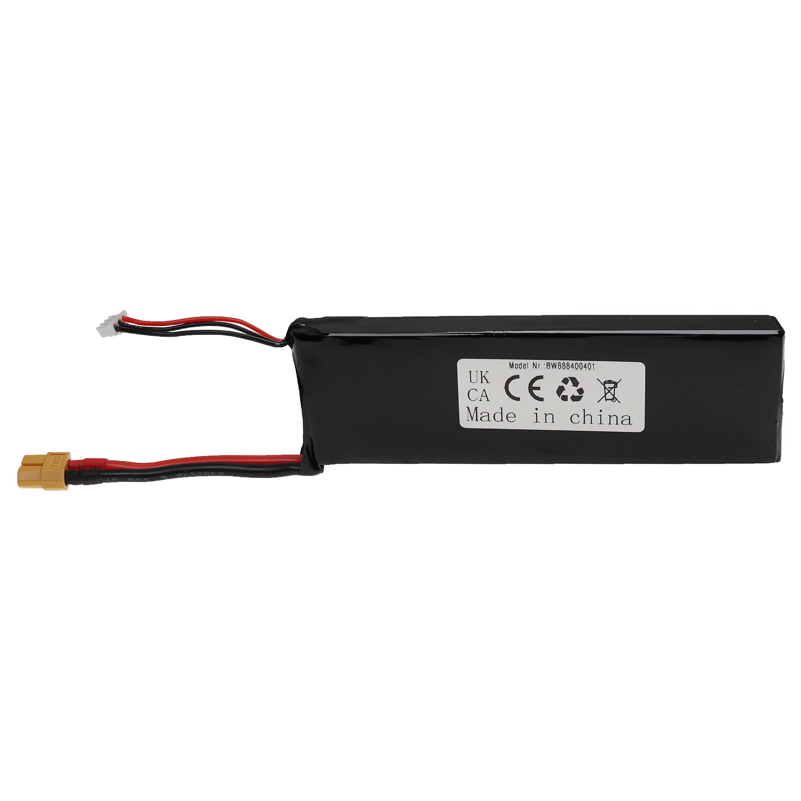 vhbw Akku kompatibel mit XT60 Stecker für Modellbau z.B. Racing Car, Helikopter, Flugzeug (6200mAh, 7,4V, Li-Polymer, 156 x 50 x 20 mm)