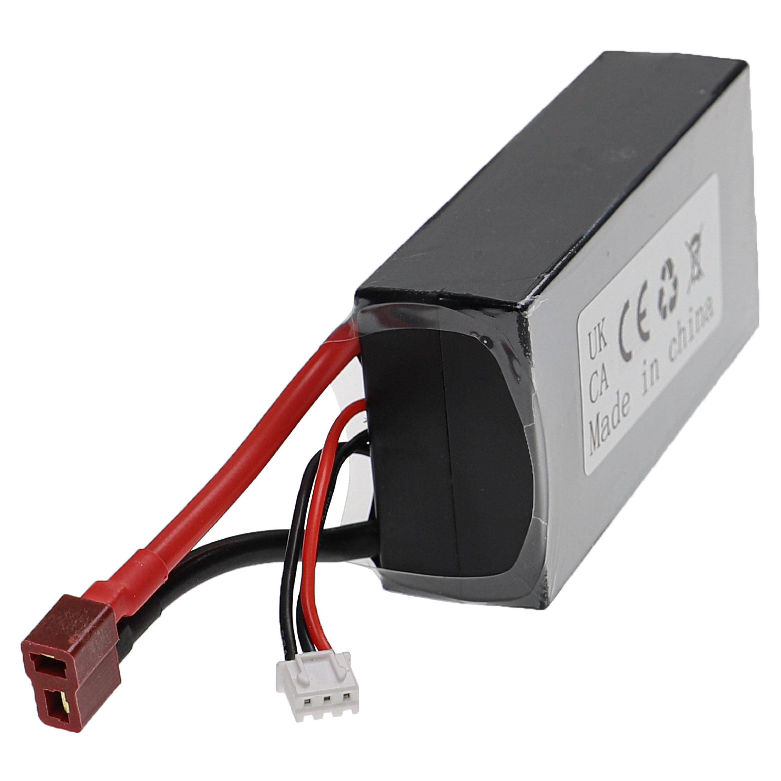 vhbw Akku 4600mAh kompatibel mit T-Stecker AWG16 Stecker für Modellbau | z.B. Racing Car, Helikopter, Flugzeug (4600mAh, 7,4V, Li-Polymer, 96 x 47
