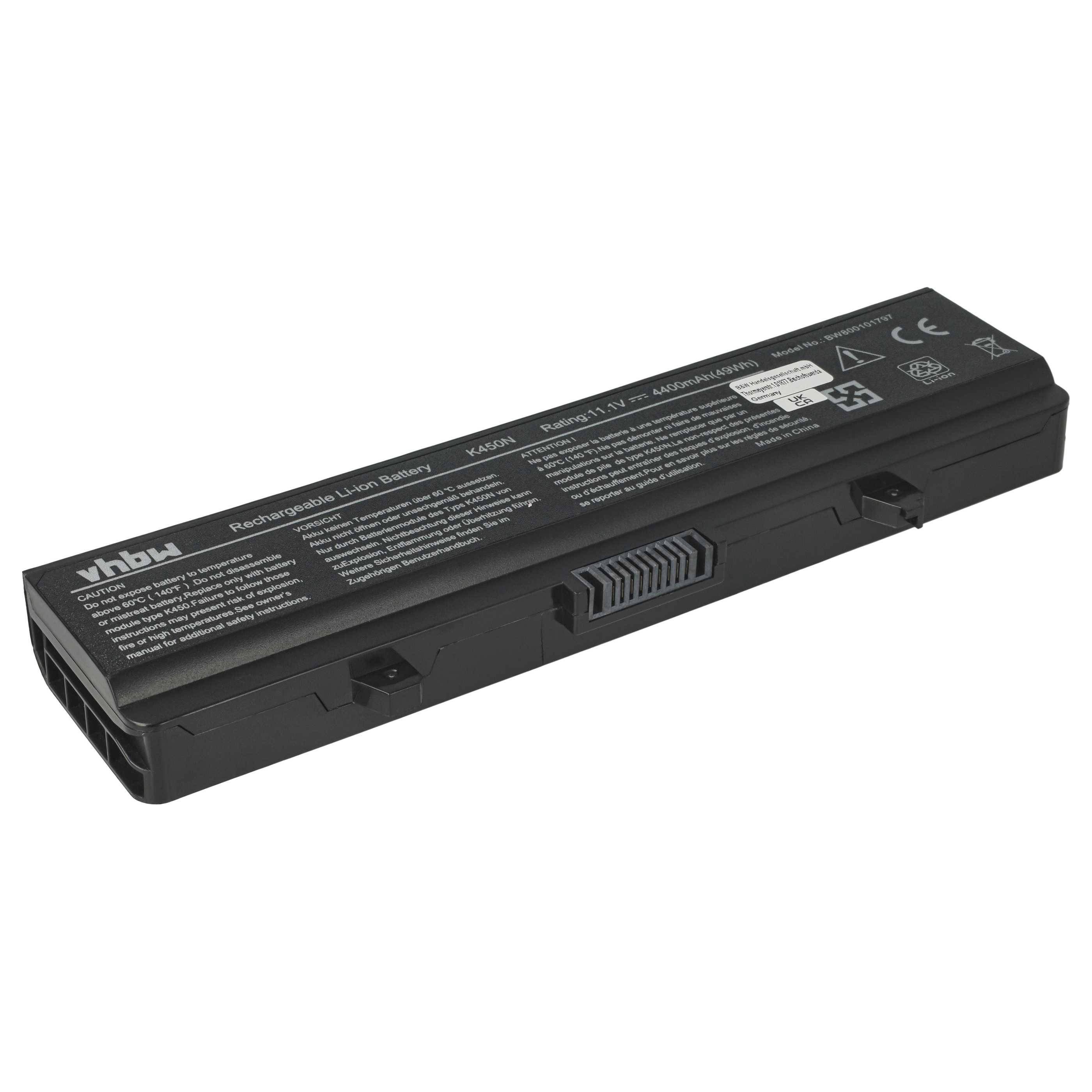vhbw Akku Ersatz für Dell 0GW252, 0F965N, 0F972N, 312-0625, 312-0567, 312-0566 für Notebook (4400 mAh, 11,1 V, Li-Ion)