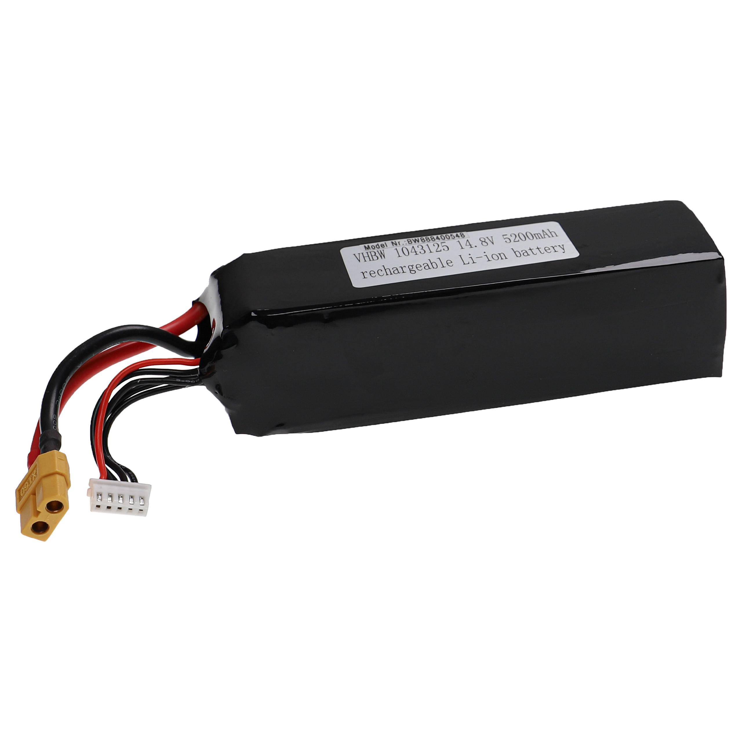 vhbw Akku kompatibel mit XT60 Stecker für Modellbau z.B. Racing Car, Helikopter, Flugzeug (5200mAh, 14,8V, Li-Polymer, 135 x 44,5 x 41,5 mm)