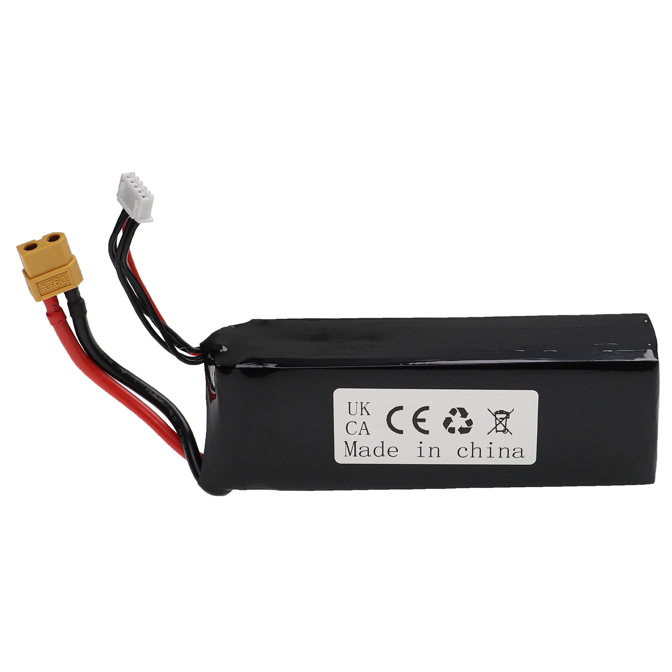 vhbw Akku kompatibel mit XT60 Stecker für Modellbau z.B. Racing Car | Helikopter, Flugzeug (5200mAh, 14,8V, Li-Polymer, 135 x 44,5 x 41,5 mm)