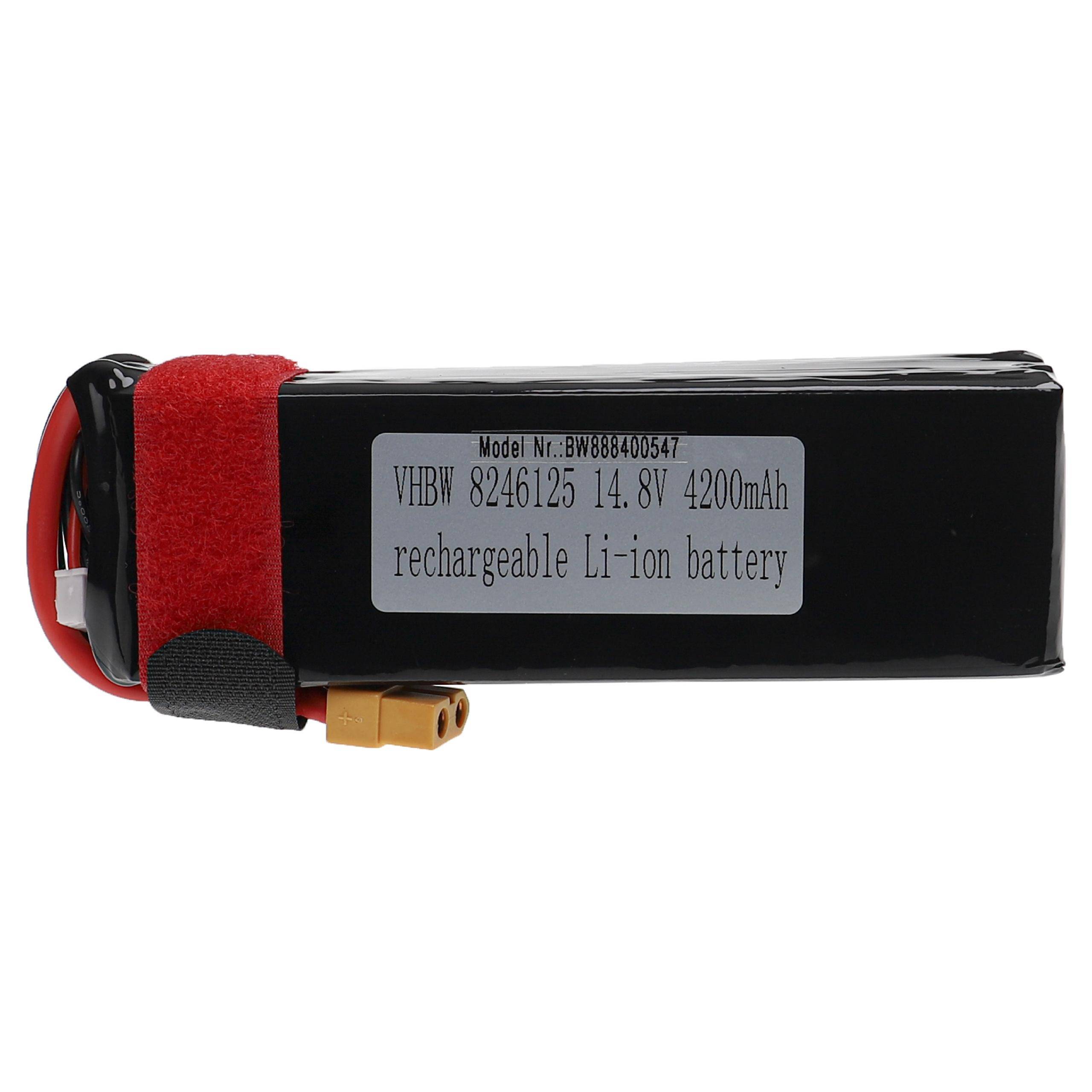 vhbw Akku kompatibel mit XT60 Stecker für Modellbau z.B. Racing Car, Helikopter, Flugzeug (4200mAh, 14,8V, Li-Polymer, 134 x 44,5 x 35 mm)