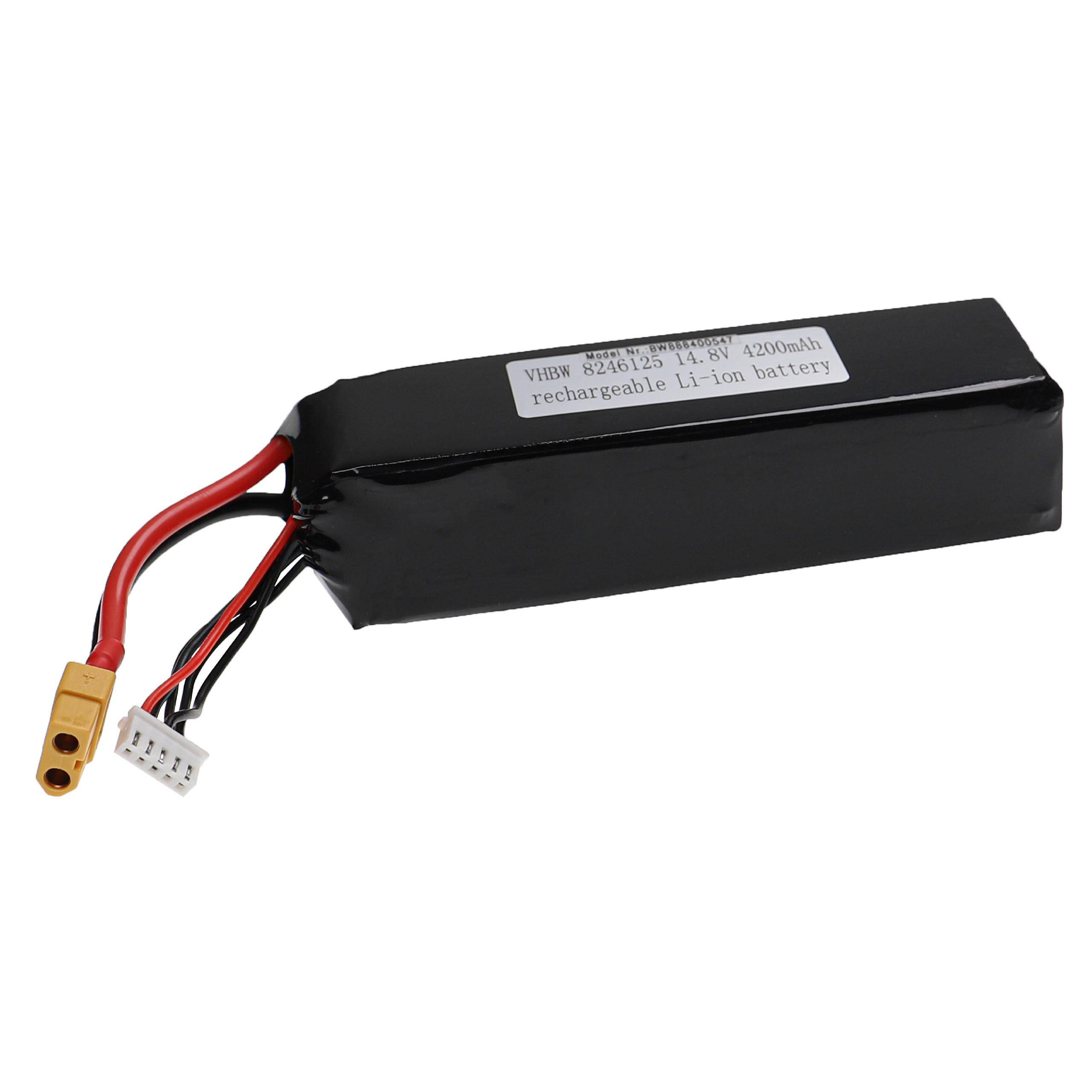 vhbw Akku kompatibel mit XT60 Stecker für Modellbau z.B. Racing Car, Helikopter, Flugzeug (4200mAh, 14,8V, Li-Polymer, 134 x 44,5 x 35 mm)