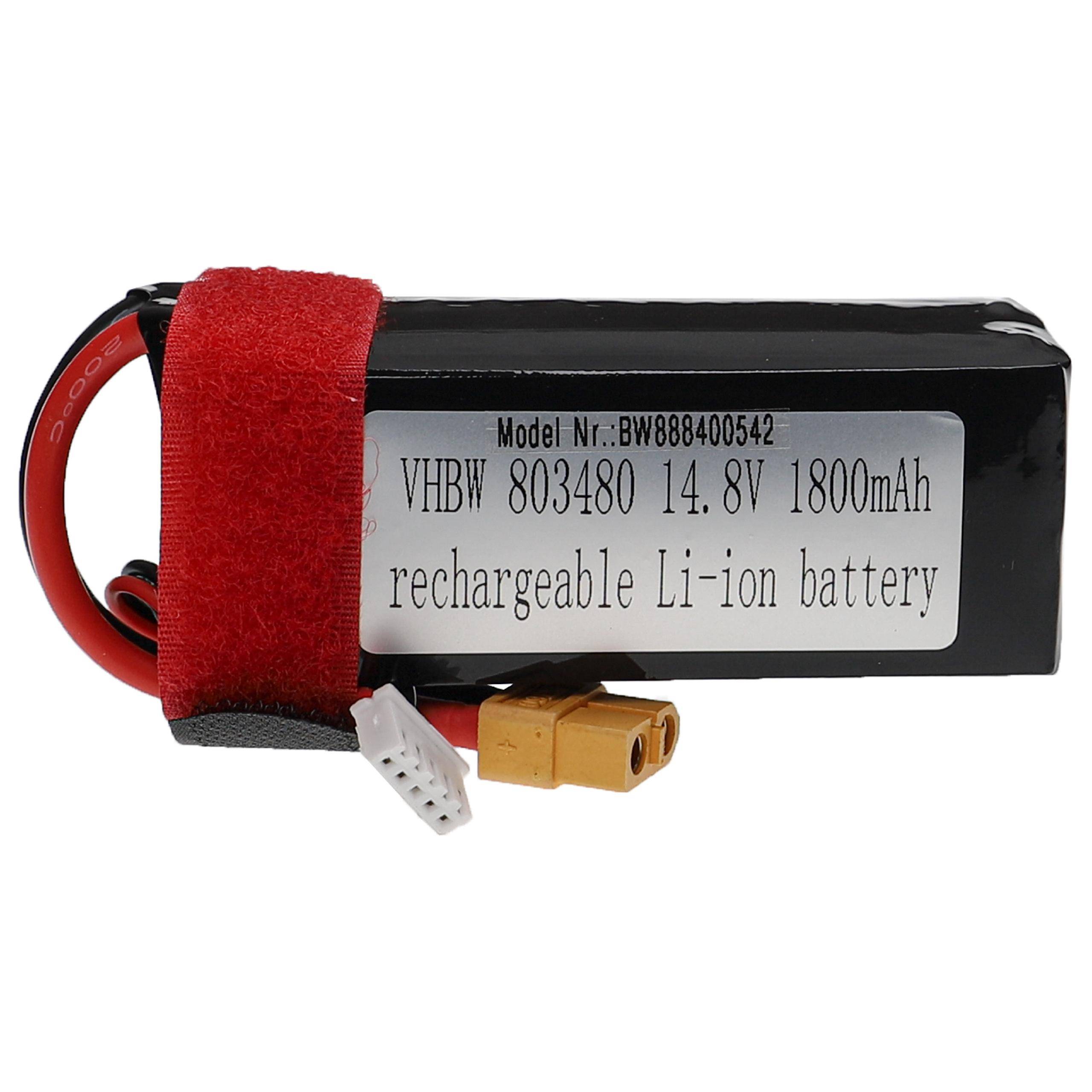 Schwarzes wiederaufladbares Lithium-Ionen-Akkupack mit der Beschriftung „VHBW 803480 14.8V 1800mAh