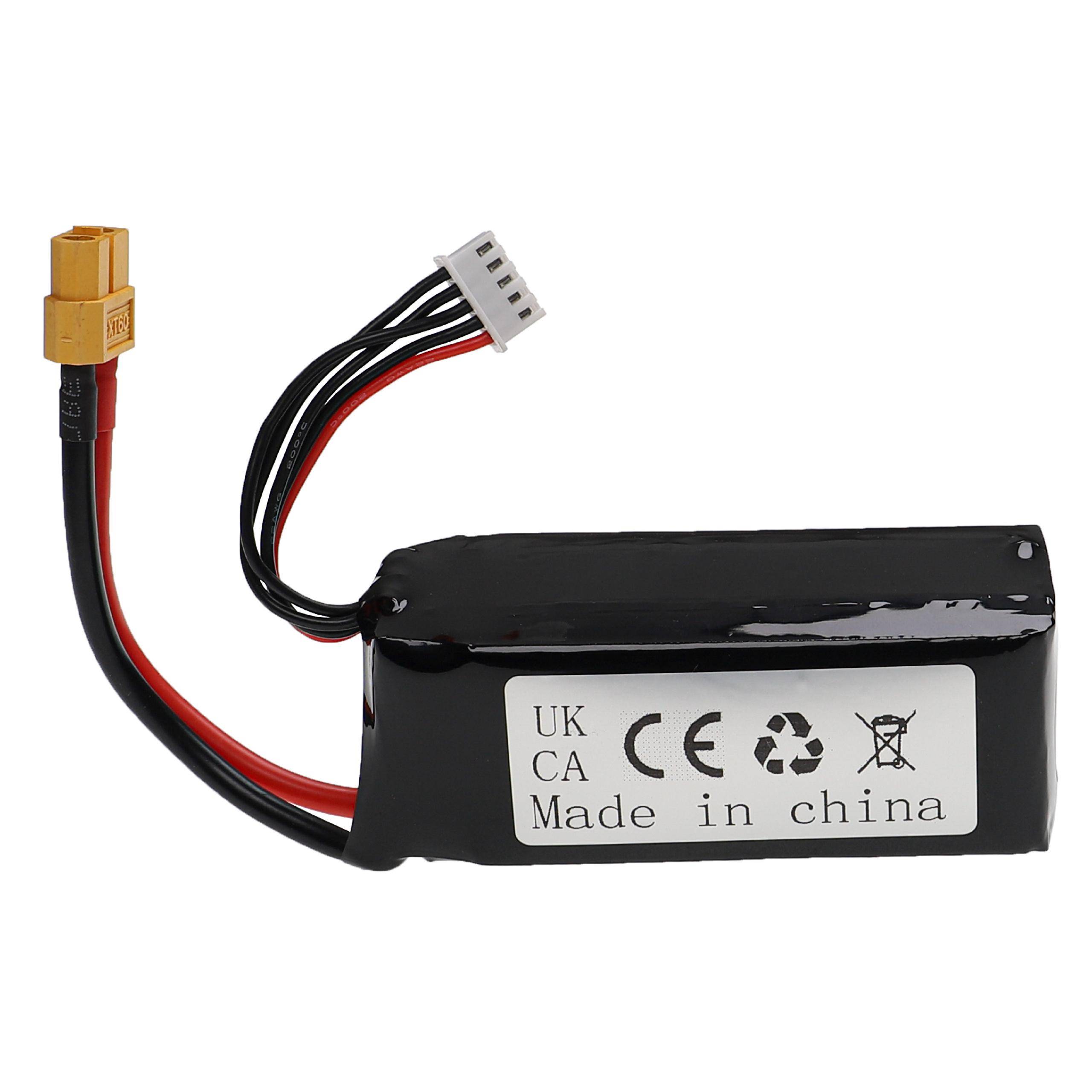 Schwarze wiederaufladbare Batteriebatteriepack mit gelbem Stecker und weißem Multi-Pin-Stecker, gekennzeichnet mit 
