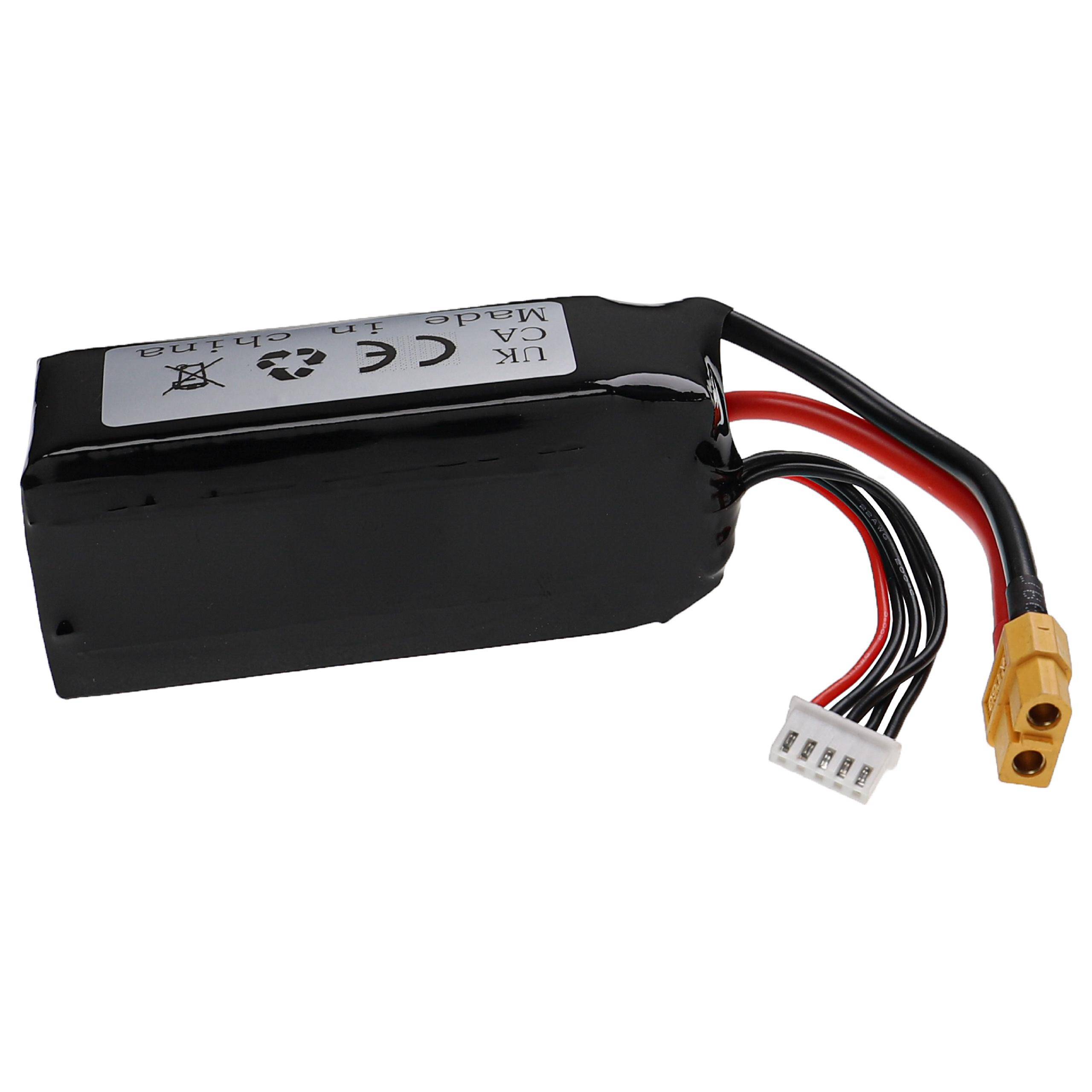 vhbw Akku kompatibel mit XT60 Stecker für Modellbau z.B. Racing Car | Helikopter, Flugzeug (1800mAh, 14,8V, Li-Polymer, 91 x 36 x 35 mm)