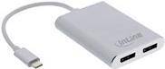 InLine® USB Dual Display Konverter, USB Typ-C zu 2x DisplayPort Buchse (DP Alt Mode), 4K, weiß, 0.1m