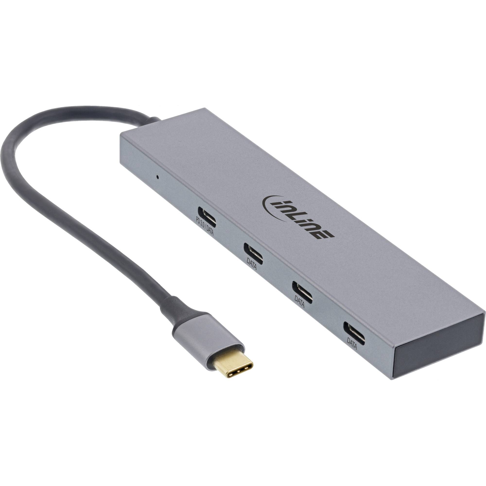 INLINE - USB 3.2 Gen.2 Hub (10Gb/s) - 4 Port USB-C - OTG - Aluminiumgehäuse