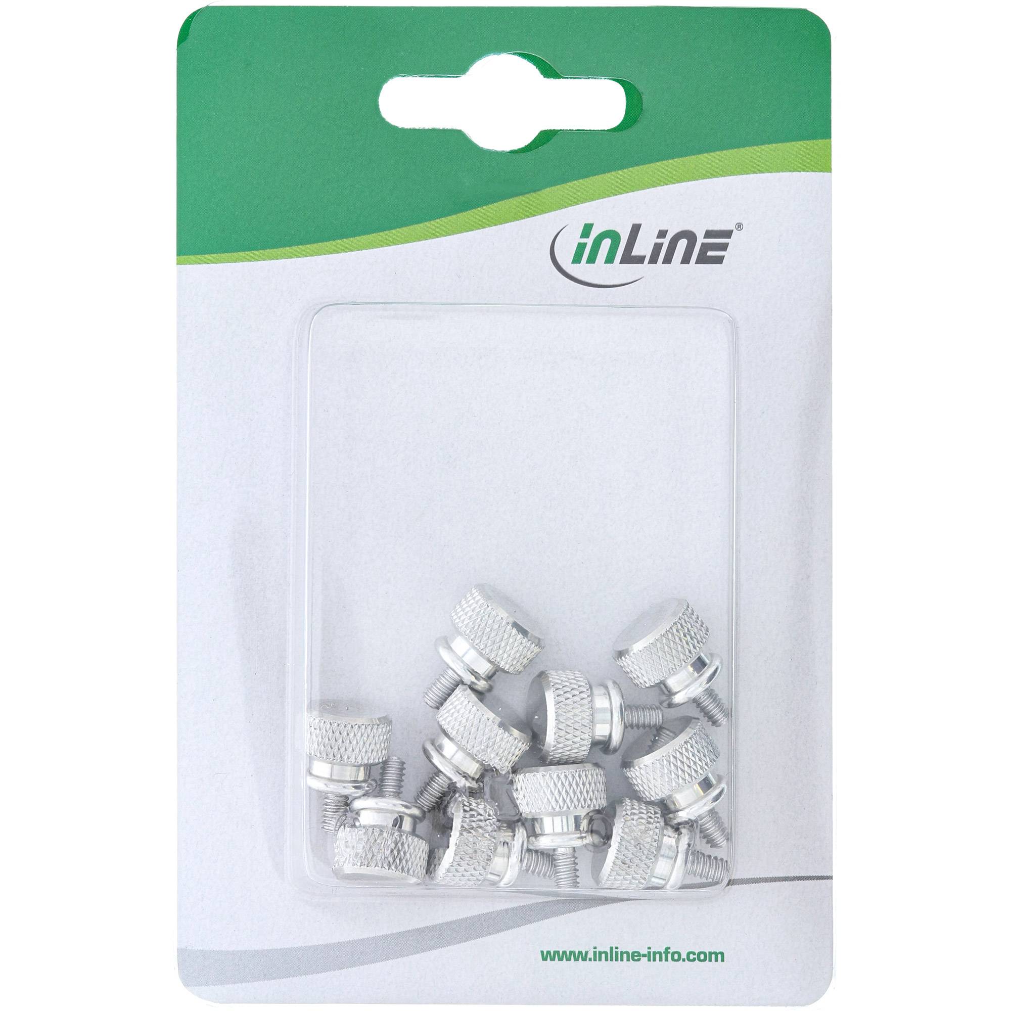 INLINE - Rändelschrauben für Gehäuse - Alu - silber - 10er Pack