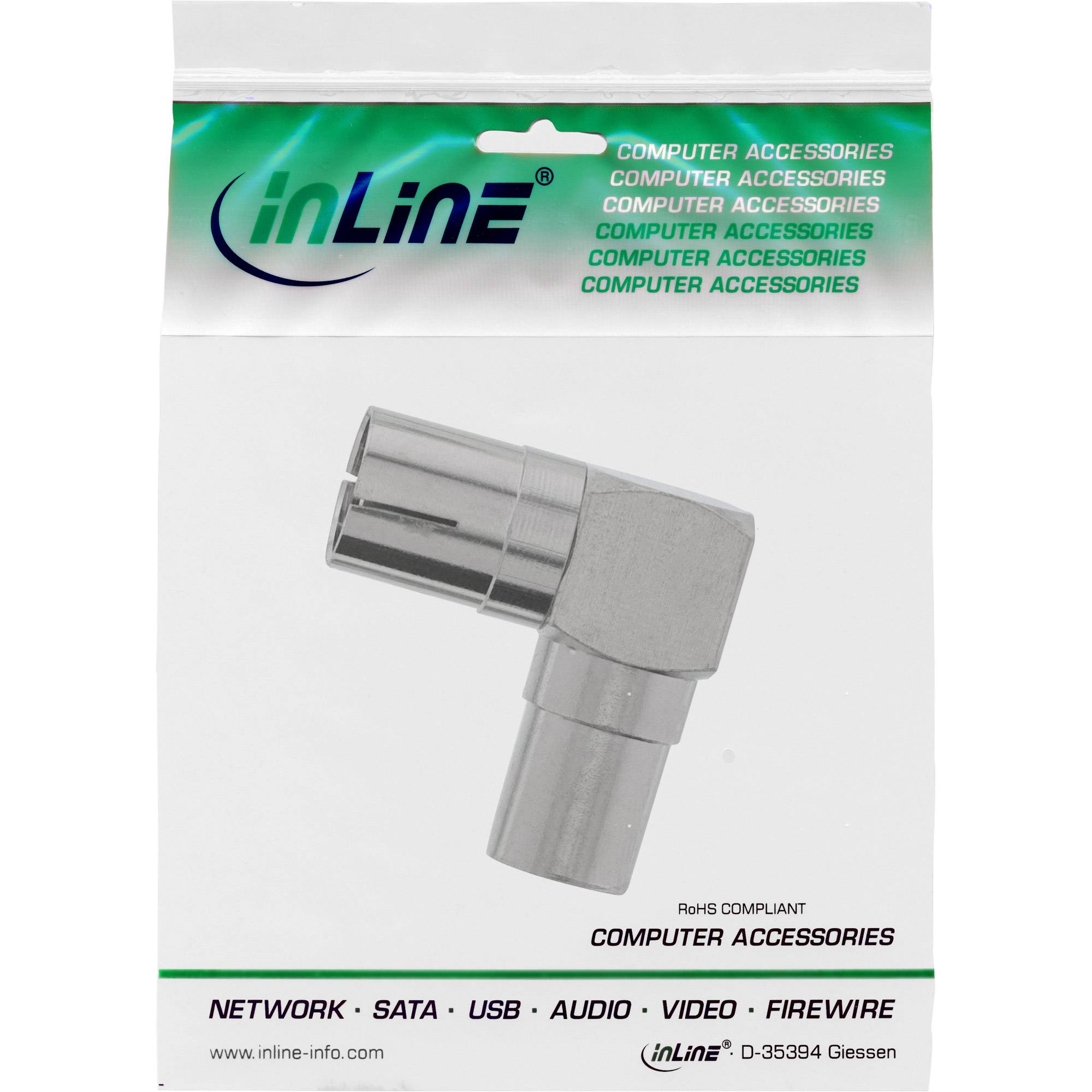 InLine Antenne Koaxial Verbinder Stecker / Buchse - 90° gewinkelt - Metall - bis