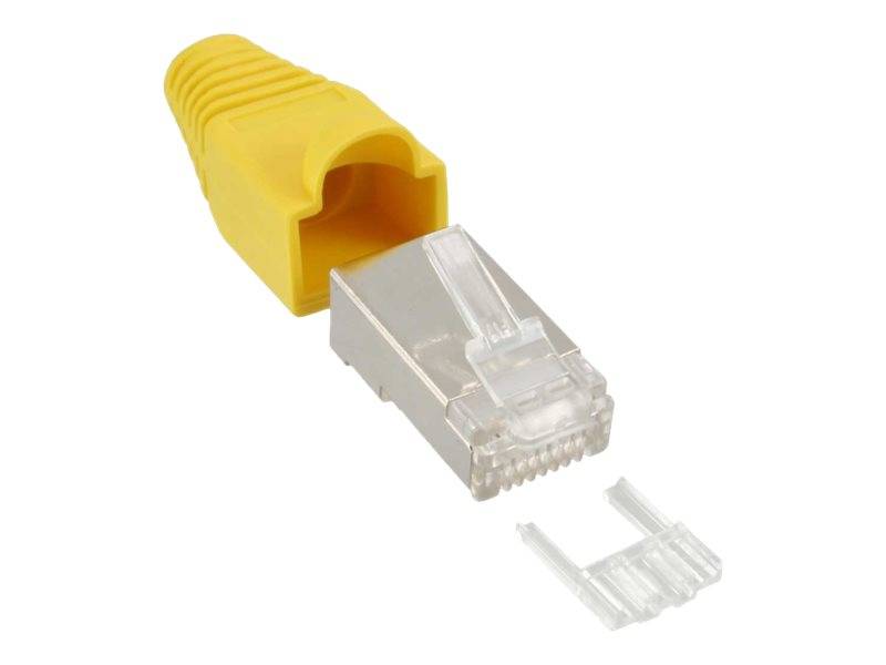 INLINE - 10er Pack Crimpst. RJ45 gesch. - mit Knickschutz & Einfädelhilfe - gelb