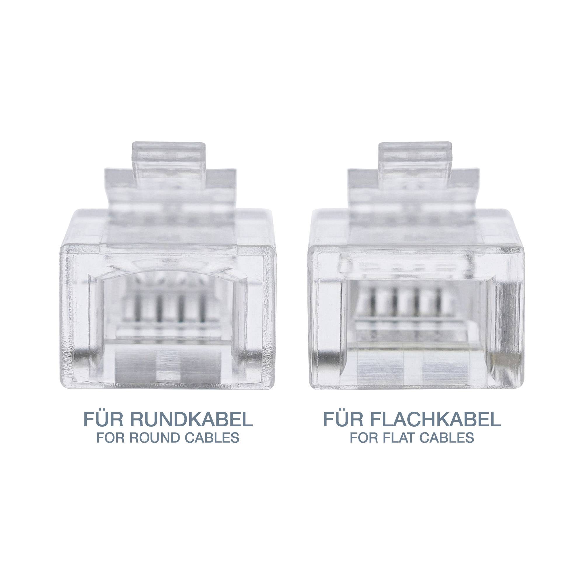 INLINE - Modularstecker - 6P4C RJ11 zum Crimpen auf Flachkabel - 10er Pack