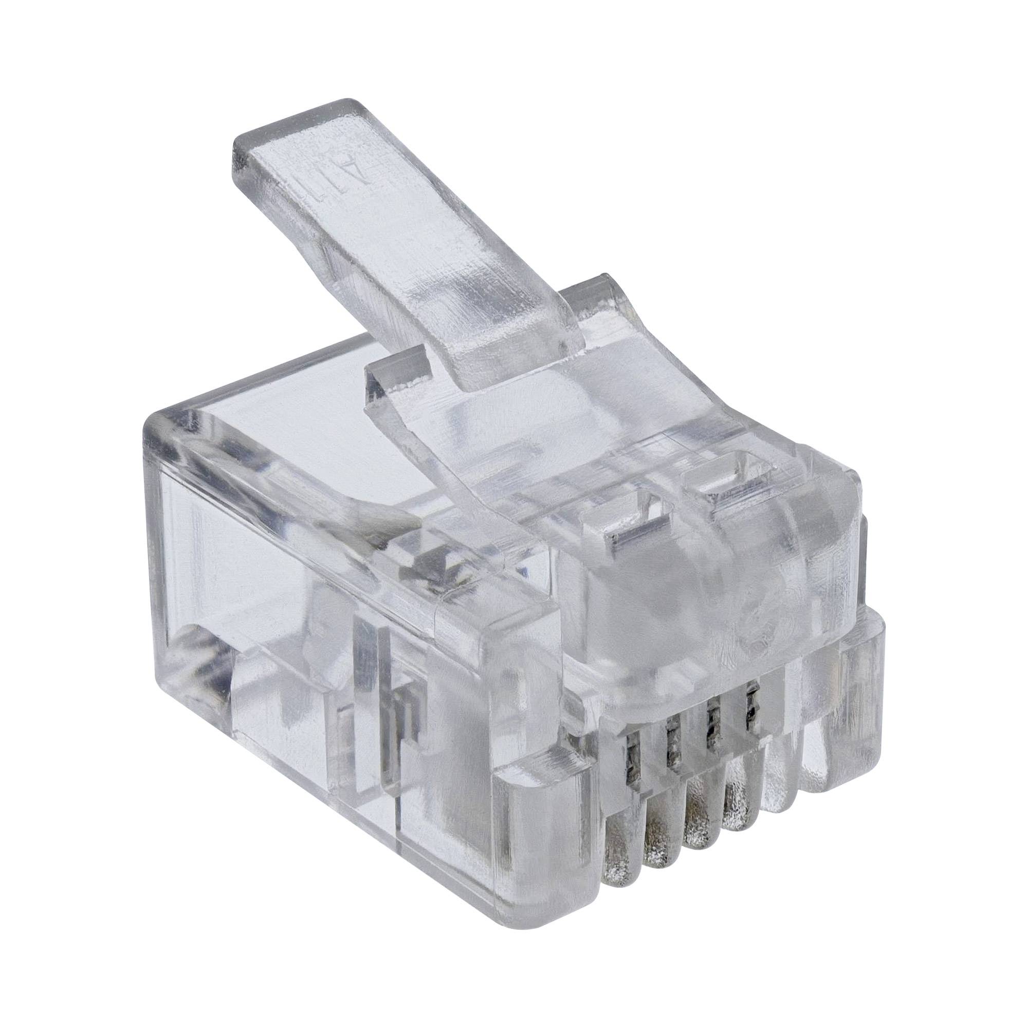 INLINE - Modularstecker 6P4C RJ11 zum Crimpen auf Rundkabel - 10er Pack