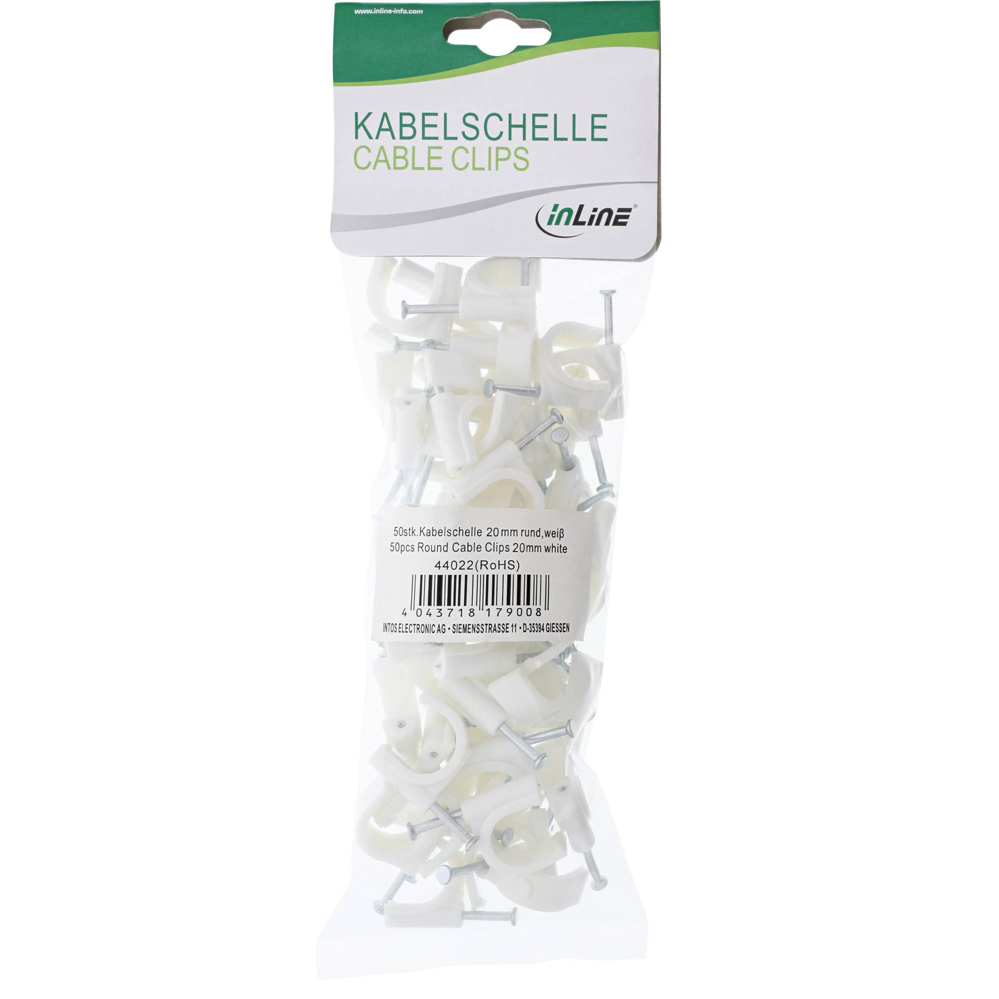 INLINE - Kabelschelle 20mm rund - weiß - 50 Stück