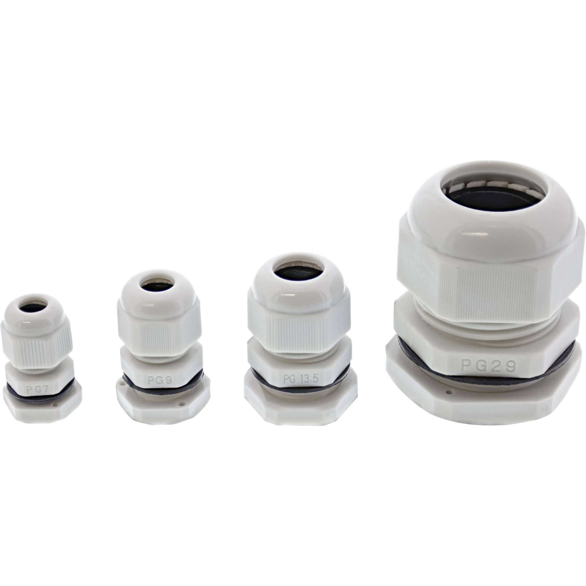 InLine Kabeldurchführung PG 29 Nylon IP68 18-25mm - grau - 10 Stück - 10)