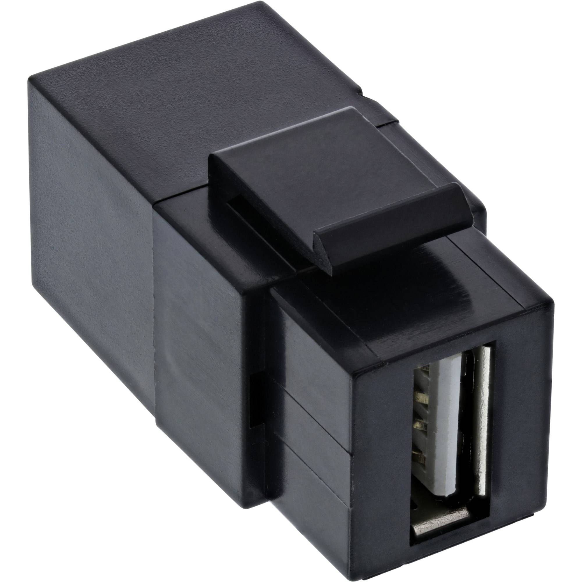 INLINE - USB 2.0 Keystone Snap-In Einsatz - USB-A BU/BU - gewinkelt - schwarz