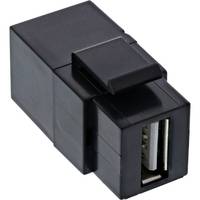 INLINE - USB 2.0 Keystone Snap-In Einsatz - USB-A BU/BU - gewinkelt - schwarz