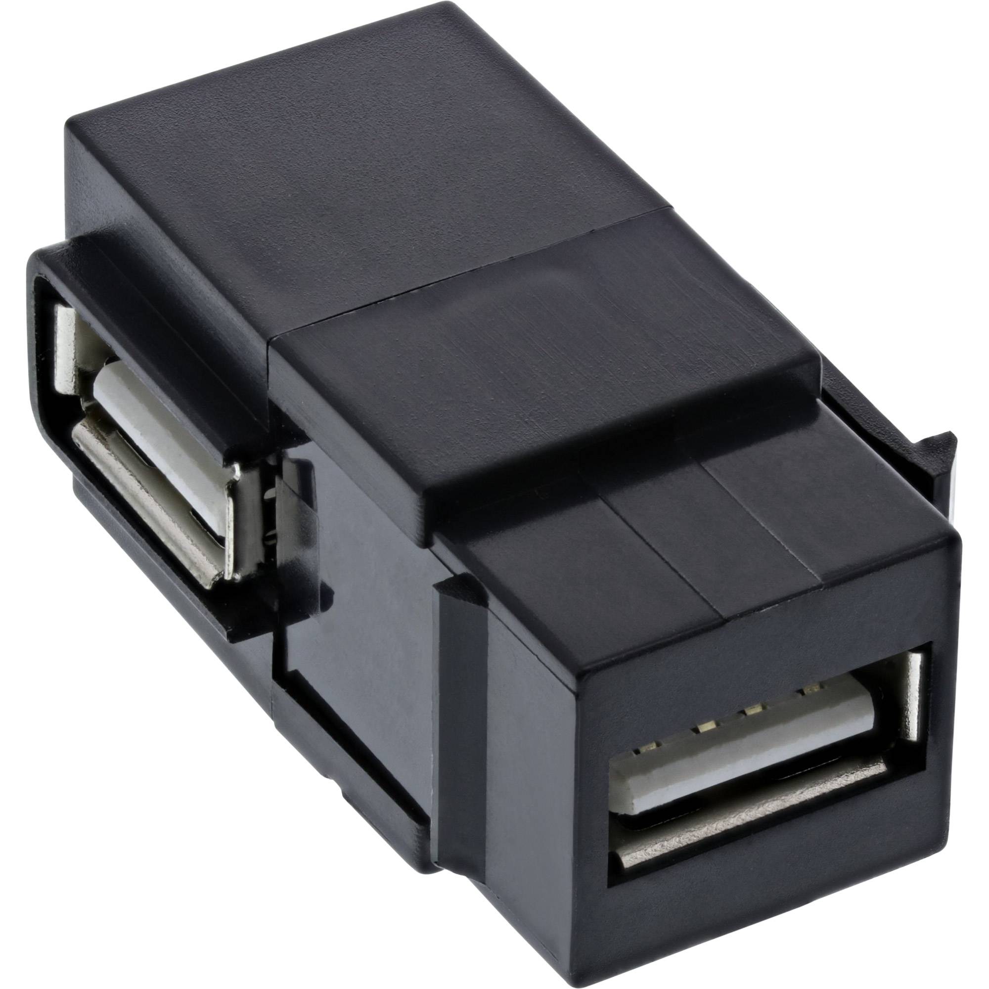 INLINE - USB 2.0 Keystone Snap-In Einsatz - USB-A BU/BU - gewinkelt - schwarz