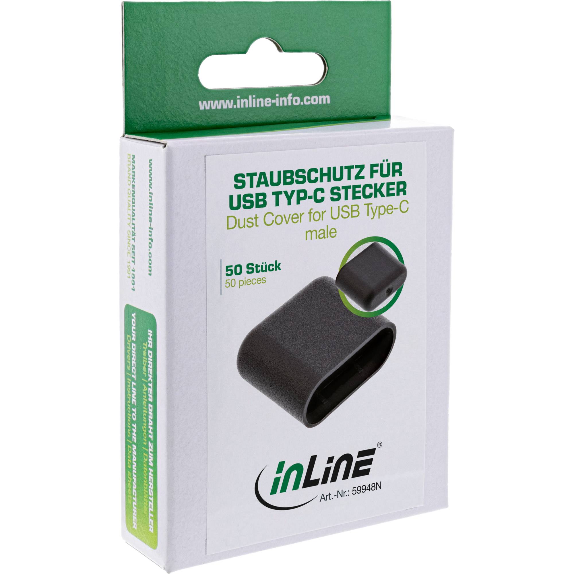 InLine® Staubschutz, für USB-C Stecker, schwarz, 50er Pack