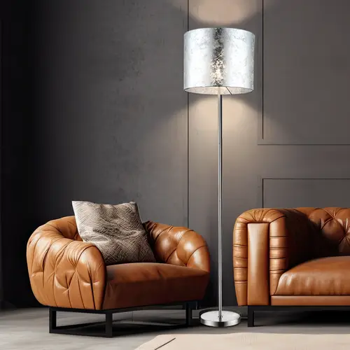 Stehleuchte Stoffschirm silber Wohnzimmerleuchte stehend Modern Stehlampe Textil, Nickel-matt Acryl satiniert, 1x E27, DxH 40x160 cm Stehleuchte Stoffschirm silber Wohnzimmerleuchte stehend Modern Stehlampe Textil, Nickel-matt Acryl satiniert, 1x E27, DxH 40x160 cm