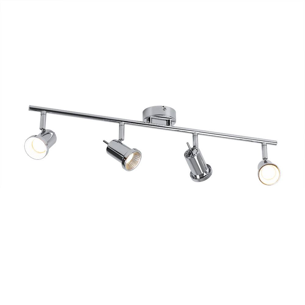 LED Deckenleuchte 4 Flammig Spotleiste 4 Strahler Deckenlampe schwenkbar, Chrom, 4x 5W 400Lm warmweiß, LxBxH 63x8x14 cm
