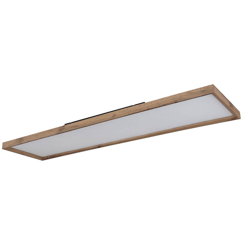 Deckenleuchte CCT Deckenlampe Schlafzimmer Landhausstil Holzleuchte, braun opal, LED 36W 2400lm 2700-6500K, LxBxH 120x30x8,5 cm
