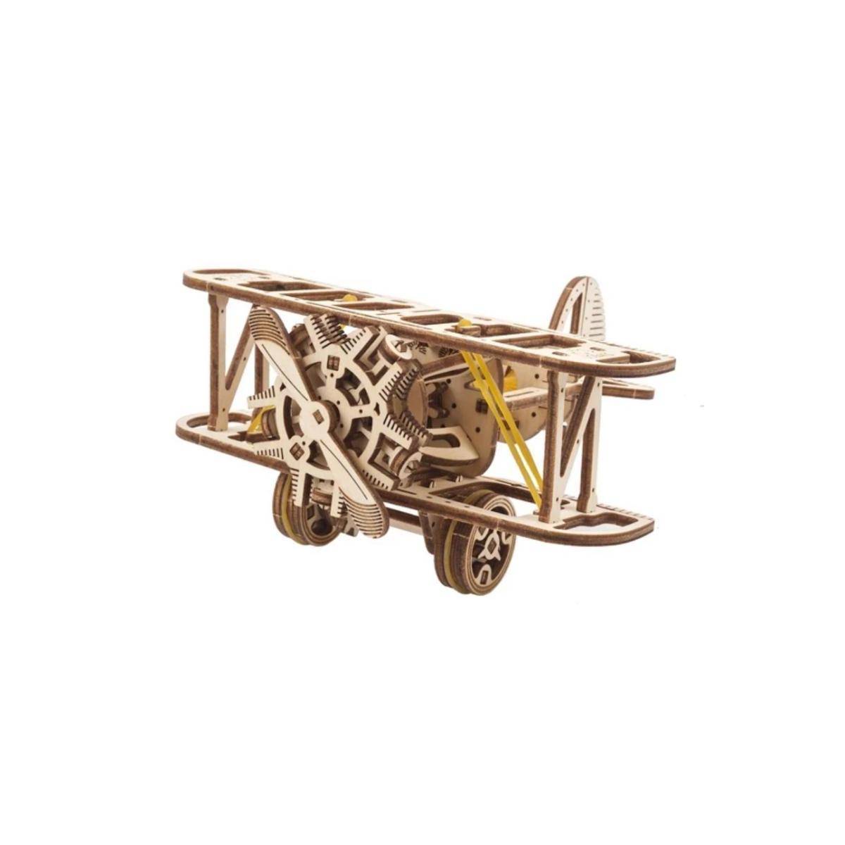 70159 - UGEARS Mechanischer Modellbausatz Mini Doppeldecker, 84 Teile, 3D Puzzle