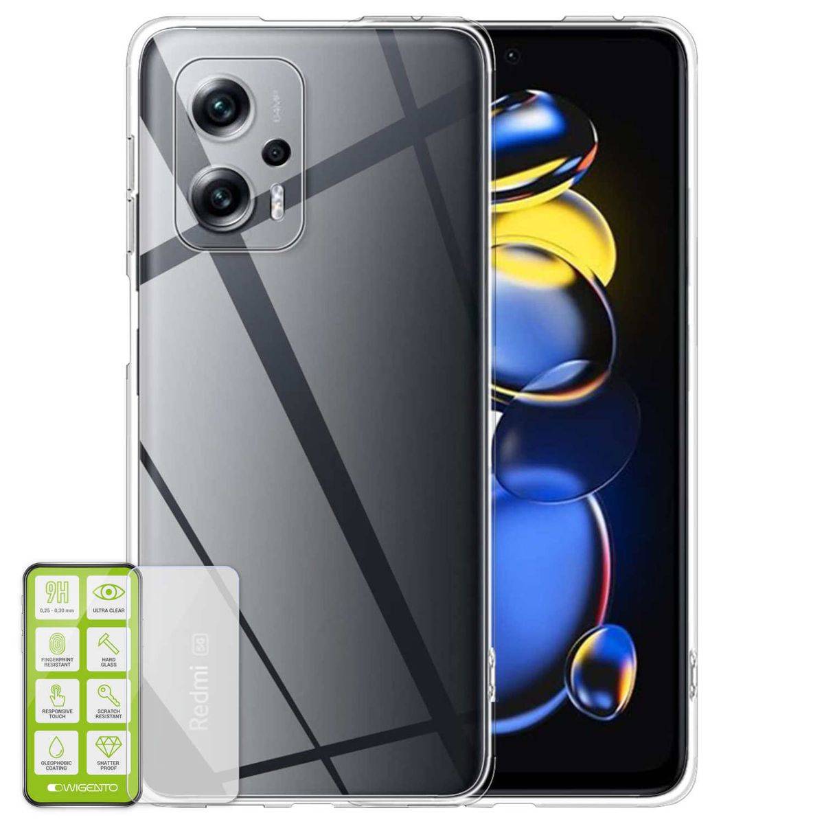 Für Xiaomi Poco X4 GT 5G Silikoncase TPU Transparent + 0,26 H9 Glas Handy Tasche Hülle Schutz Cover