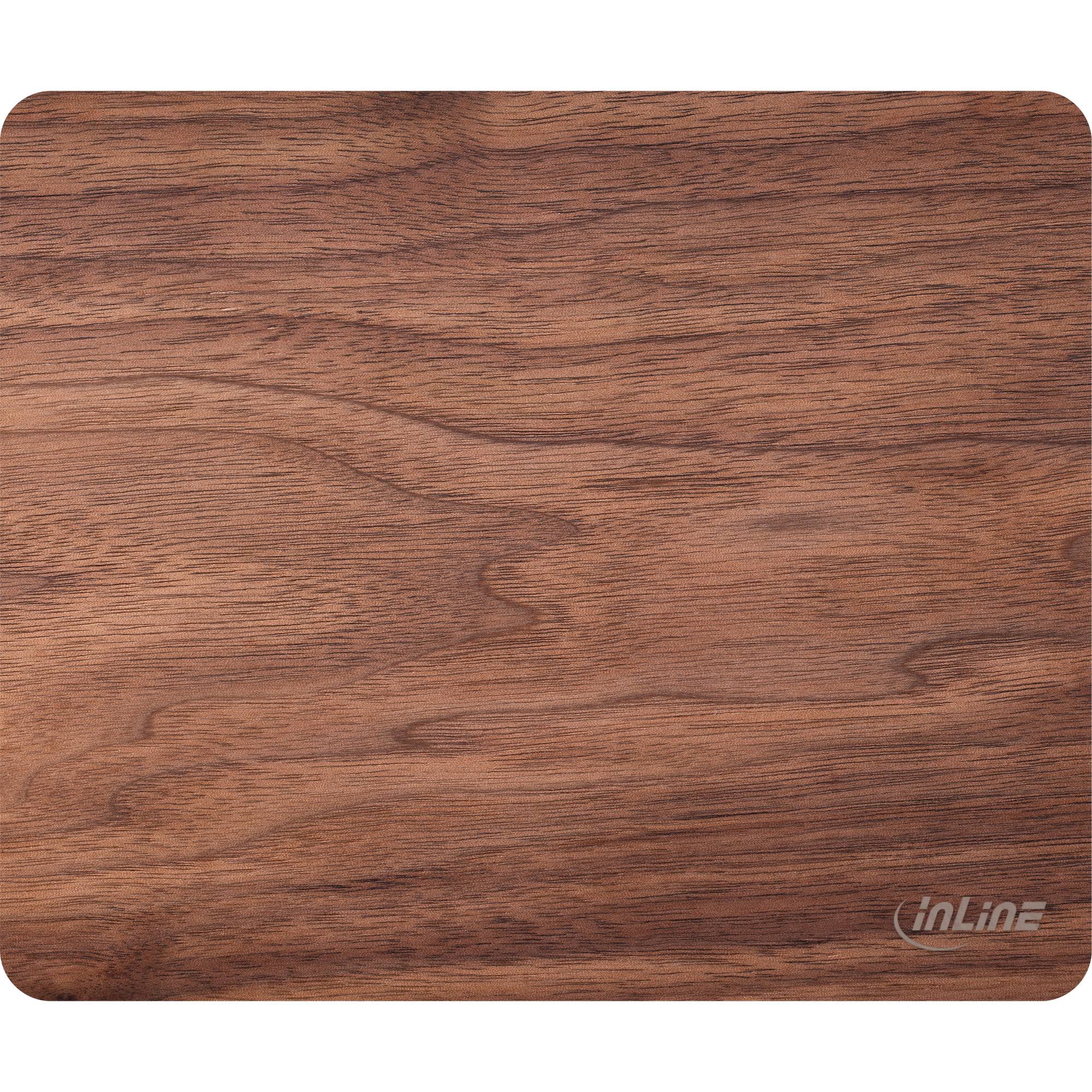 InLine® WoodPad, Echtholz Mauspad, 240x200mm, Walnuss