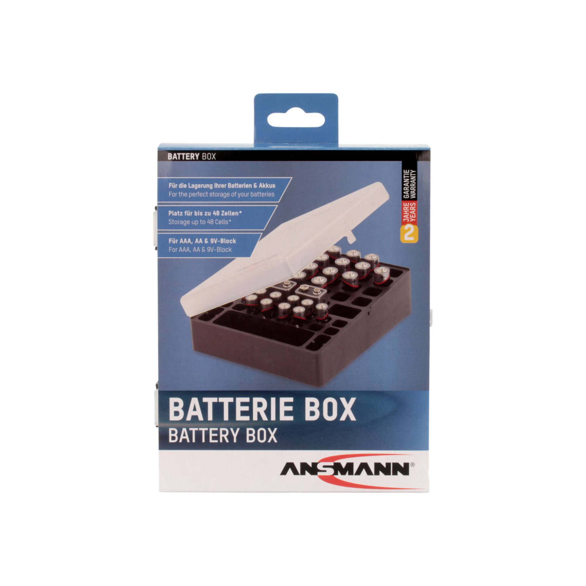 Ansmann Batterijbox 48 Batteriebox 48x Micro (AAA), Mignon (AA), 9V Block (L x B x H) 17.3 x 13.8 x 6.3cm