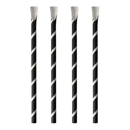 PAPSTAR Papier-Trinkhalm mit Löffel "pure", 200 mm, schwarz