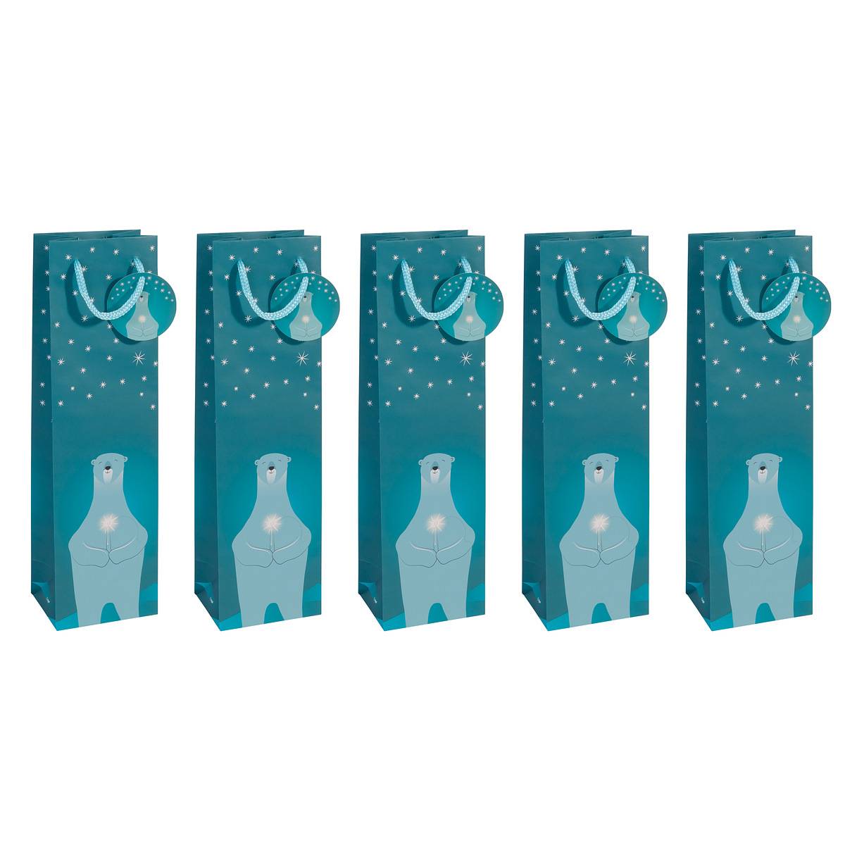 SIGEL Geschenktasche Flasche - petrol - mit Bodeneinlage, Geschenkanhänger und farblich abgestimmten Tragekordeln