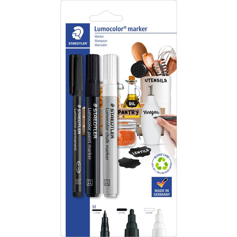 STAEDTLER Lumocolor Marker-Set, 3er Blisterkarte