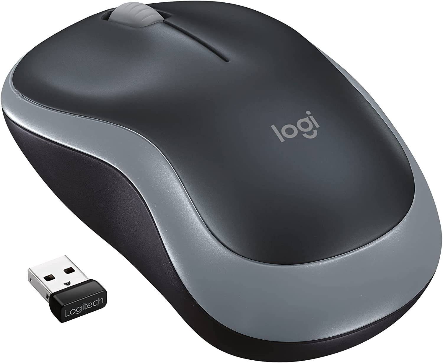 Logitech M185 Kabellose Maus, 2,4 GHz mit USB-Nano-Empfänger, 12 Monate Batterielaufzeit, 1000 DPI Optical Tracking Grau