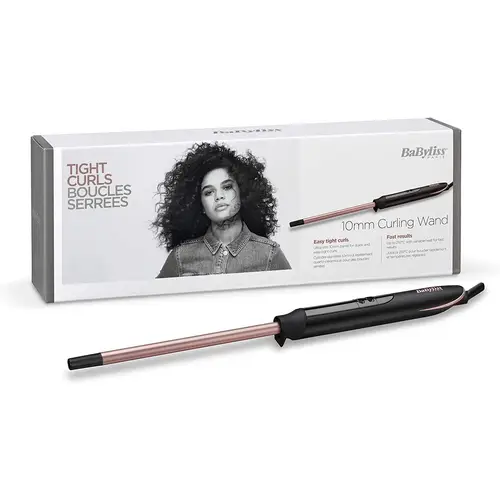 BaByliss 10mm Curling Wand Lockenstab mit Quartz-Keramik Beschichtung für Enge Afro-Locken, rosa Schwarz, C449E BaByliss 10mm Curling Wand Lockenstab mit Quartz-Keramik Beschichtung für Enge Afro-Locken, rosa Schwarz, C449E
