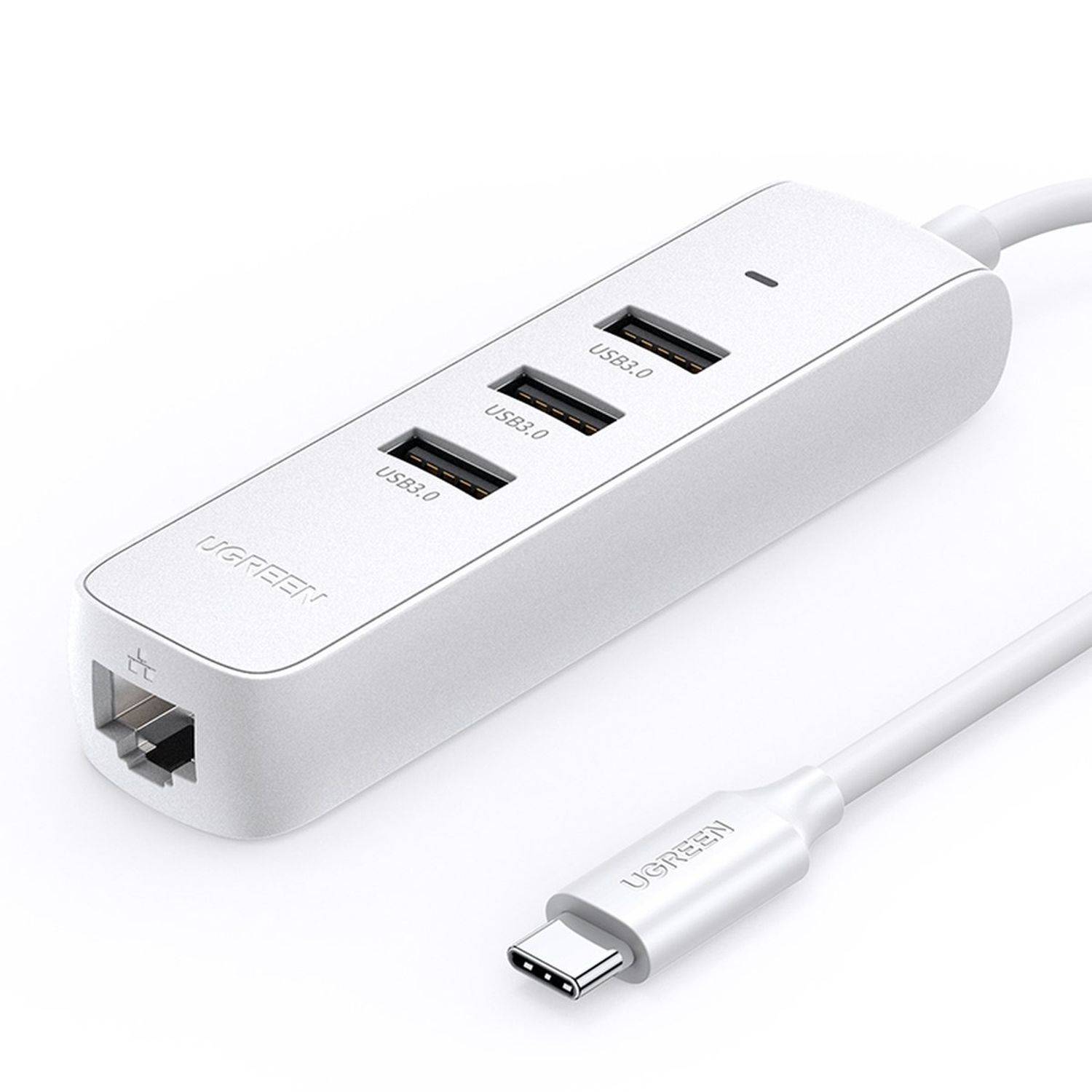 Ugreen HUB 4in1 USB Typ C - 3x USB Typ A 3.1 Gen 1 + RJ45 PD Weiß (CM416 50620)