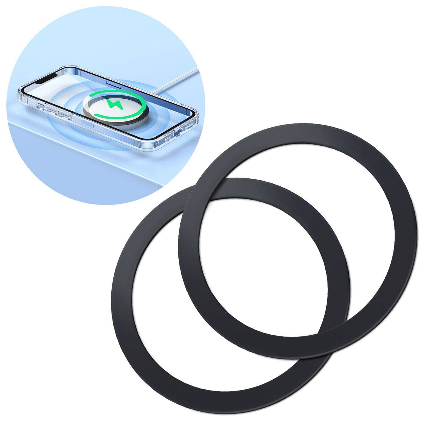 Joyroom Set Magnetringe aus Metall für Smartphone 2 Stück Schwarz (JR-Mag-M3)