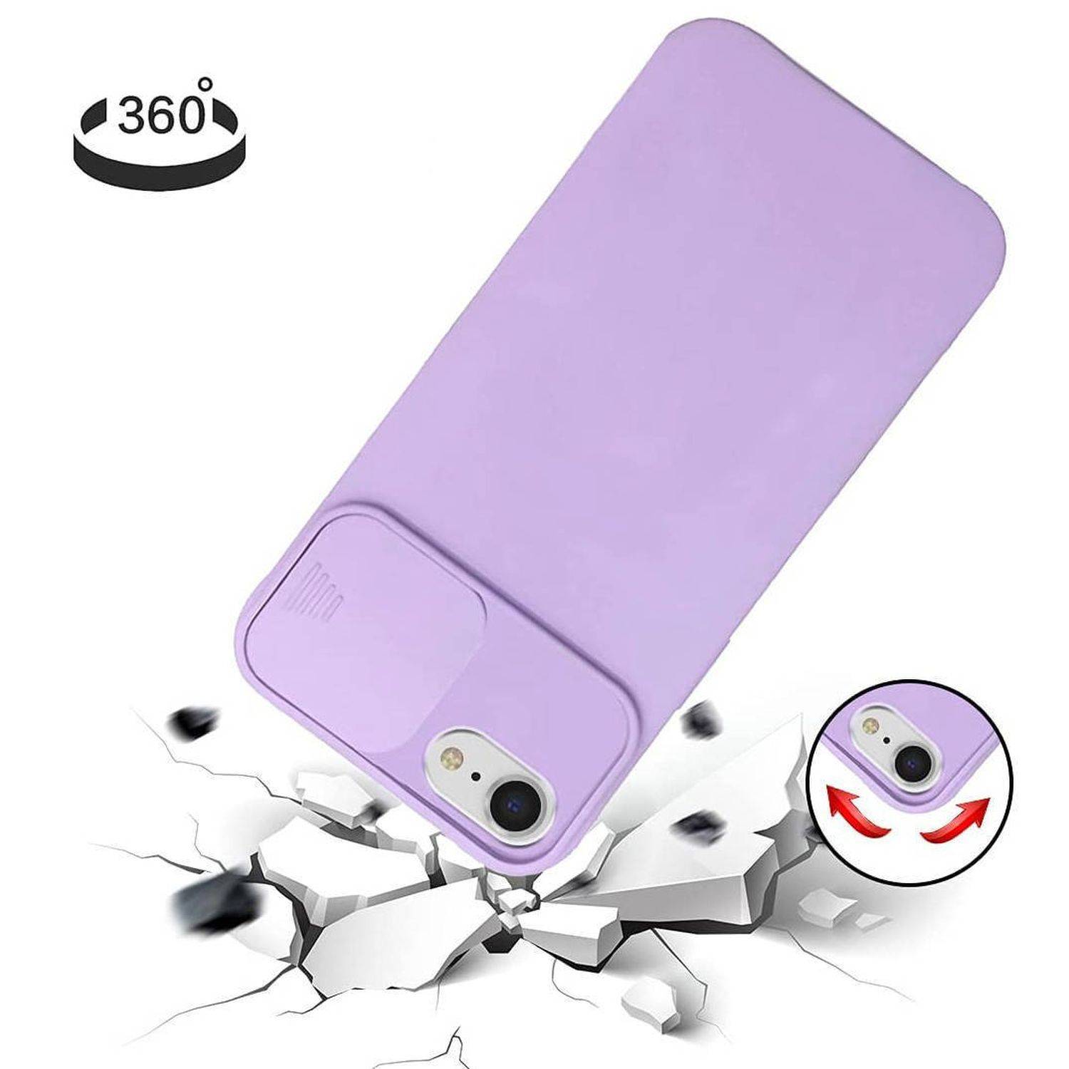 CamShield Silikon Cover Case Slim Handyhülle Schutzhülle mit Kameraschutz für Samsung Galaxy A22 5G Lila
