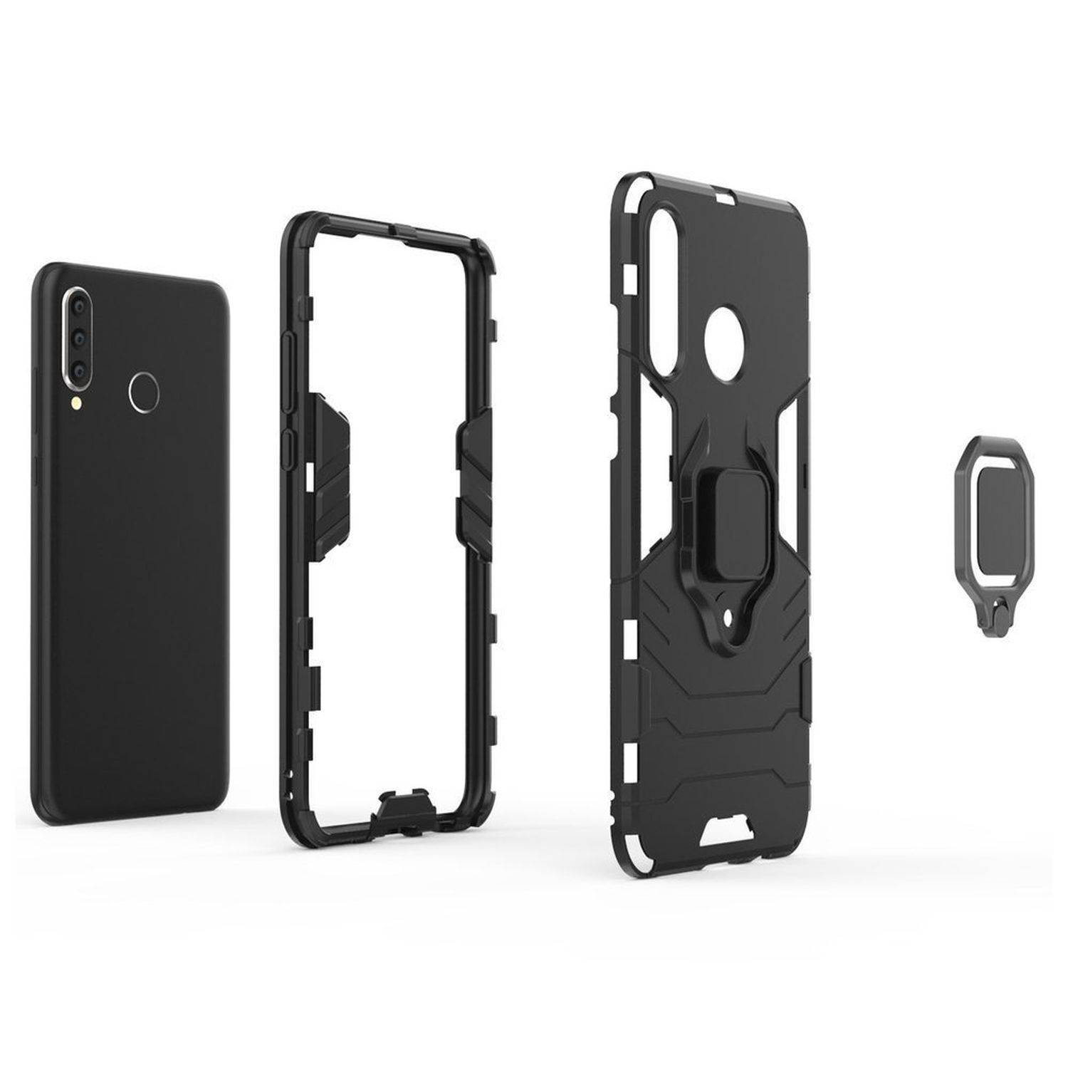 Ring Armor Kickstand Panzerhülle für Xiaomi 11T Pro Silikon Hard Case Hülle Zubehör Tasche Panzerschale Panzer Schwarz