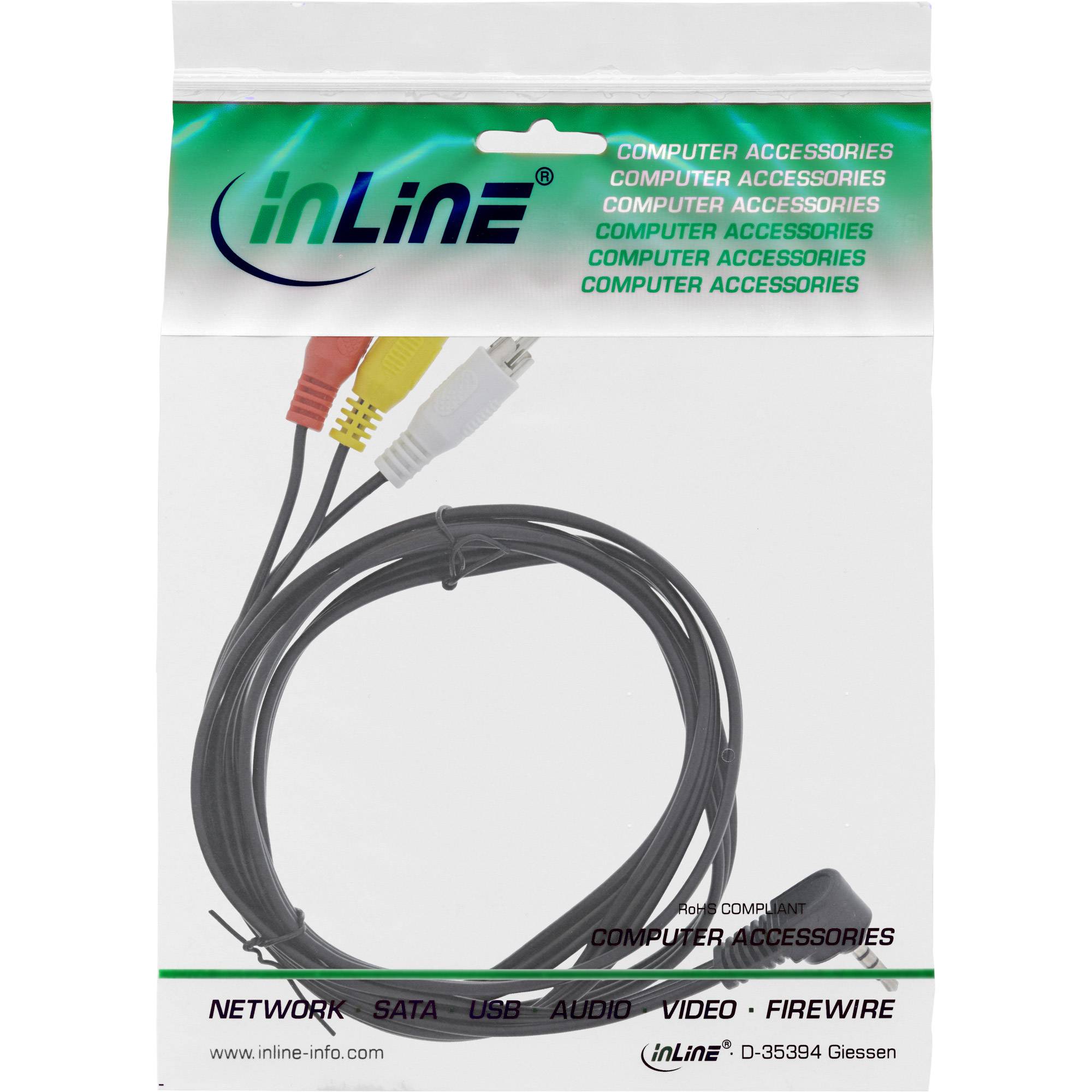 INLINE - Audio/Video Kabel - 3,5mm 4pol Stecker auf 3x Cinch Stecker