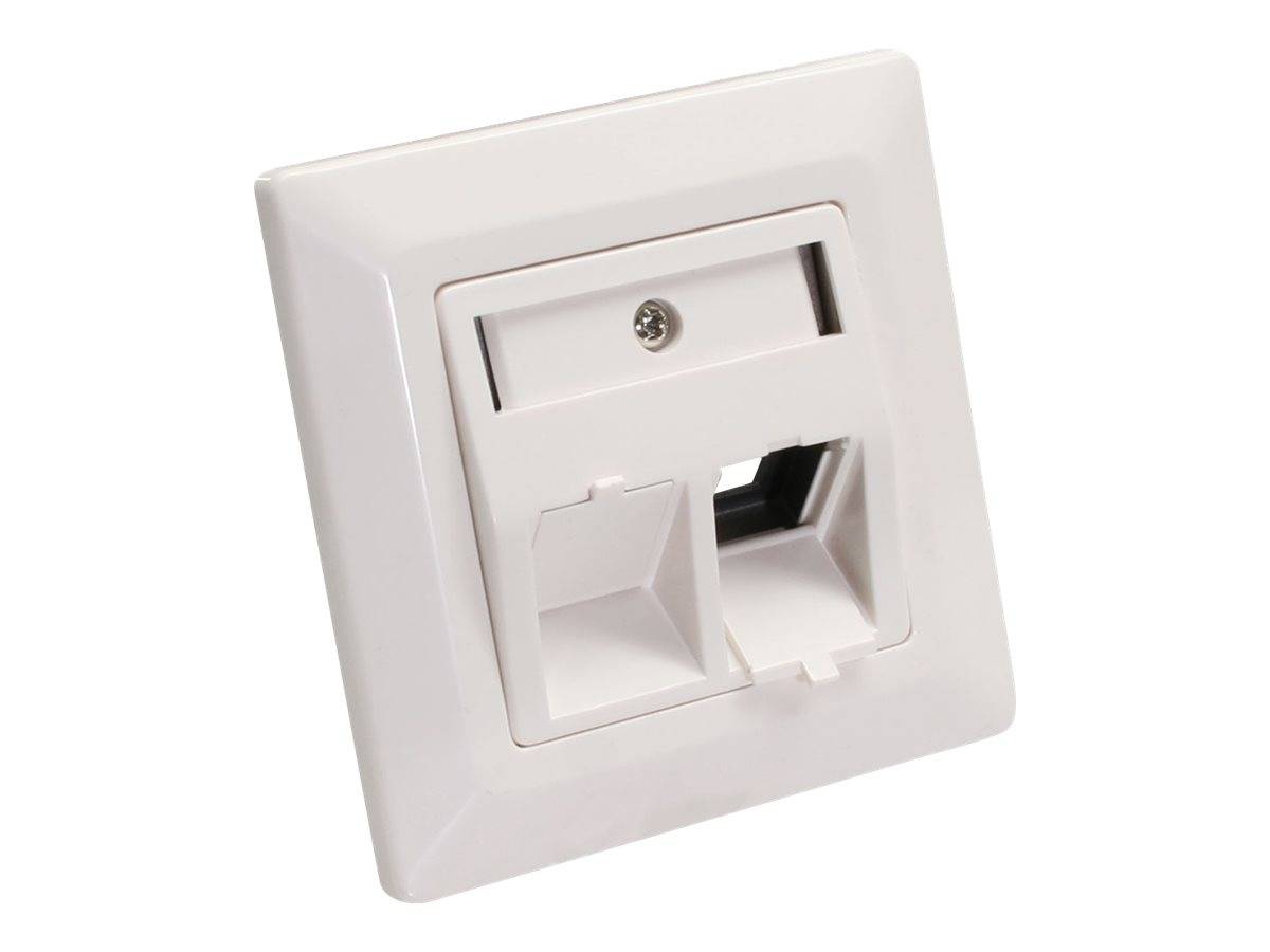 INLINE - Rahmenset für 2x RJ45 Bu/LSA Einsatz - Keystone SNAP-In - weiß RAL9010