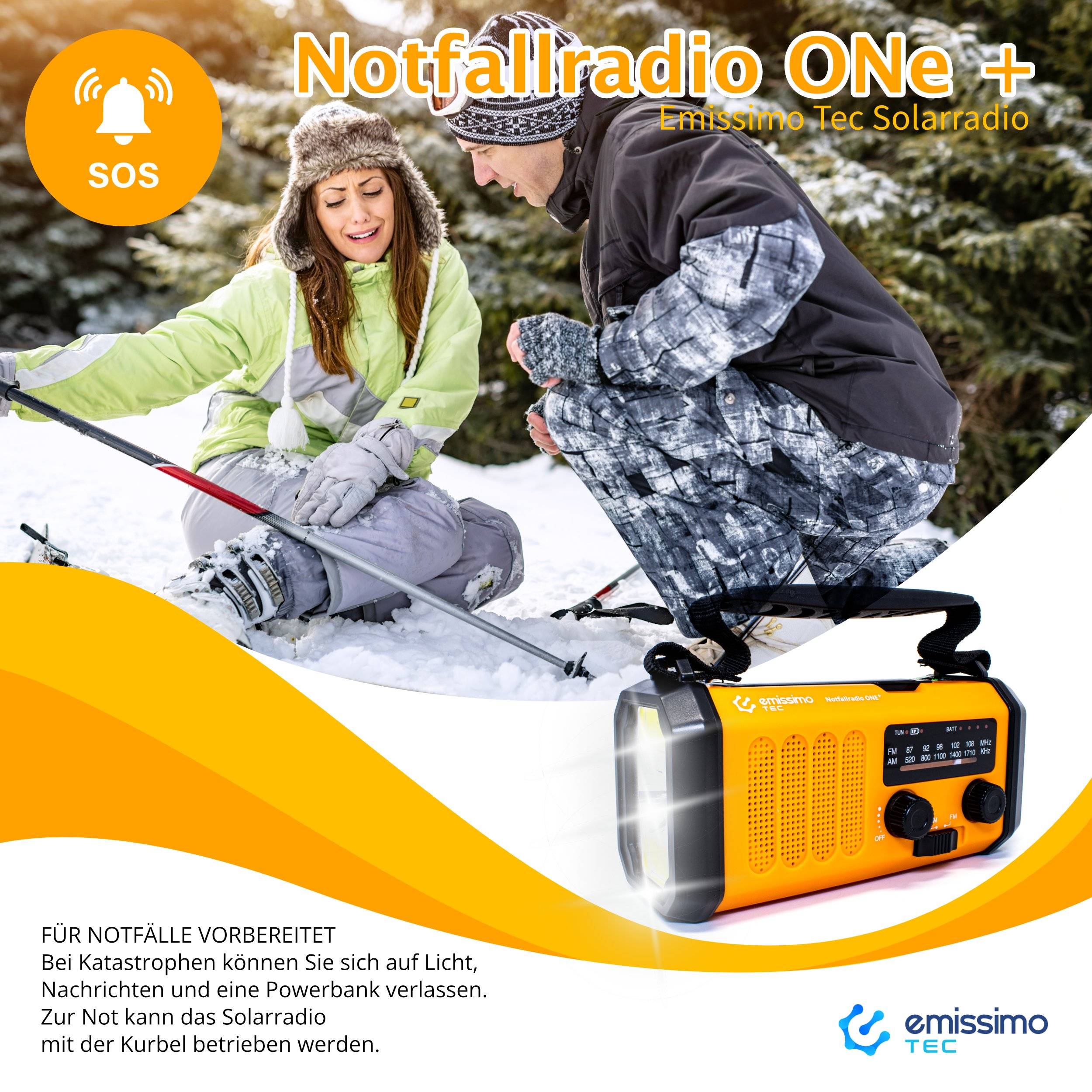Emissimo Tec Solarradio -ONE-Plus Notfallradio Kurbelradio Powerbank Taschenlampe Dunkel-Grün