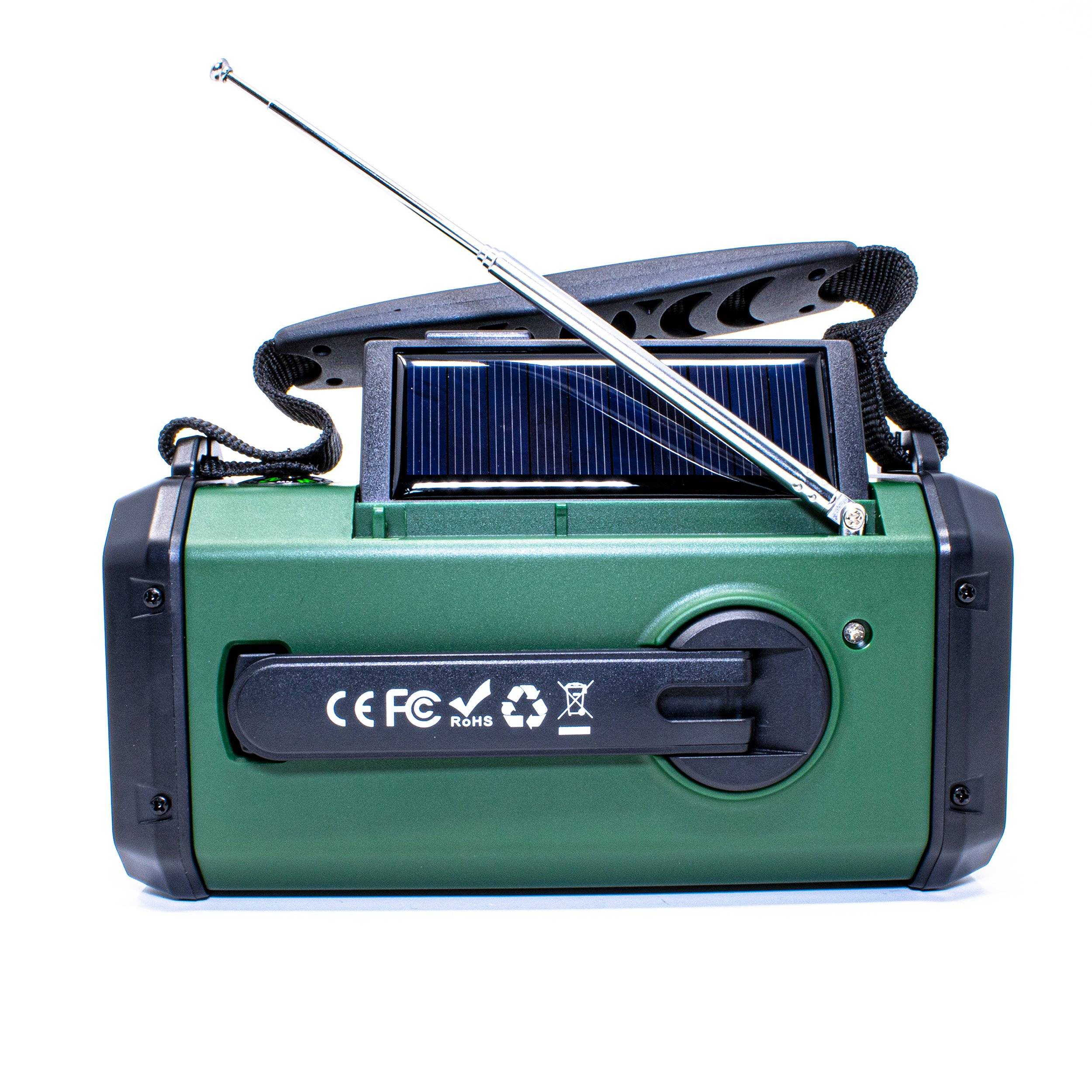 Emissimo Tec Solarradio -ONE-Plus Notfallradio Kurbelradio Powerbank Taschenlampe Dunkel-Grün