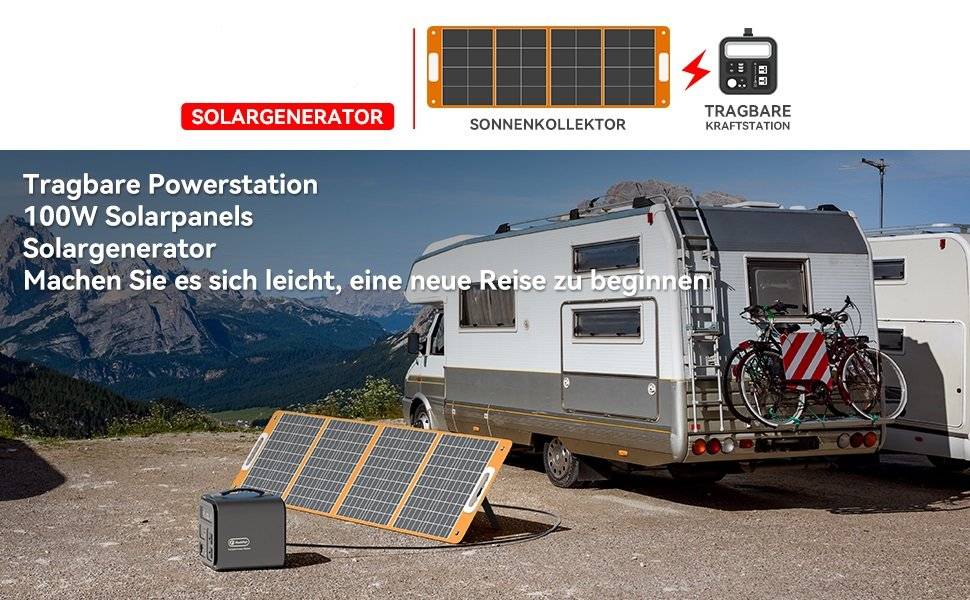 Faltbares Solarpanel 18V/100W - für Powerstation, USB Ventilator, Handy - Hocheffizient & tragbar
