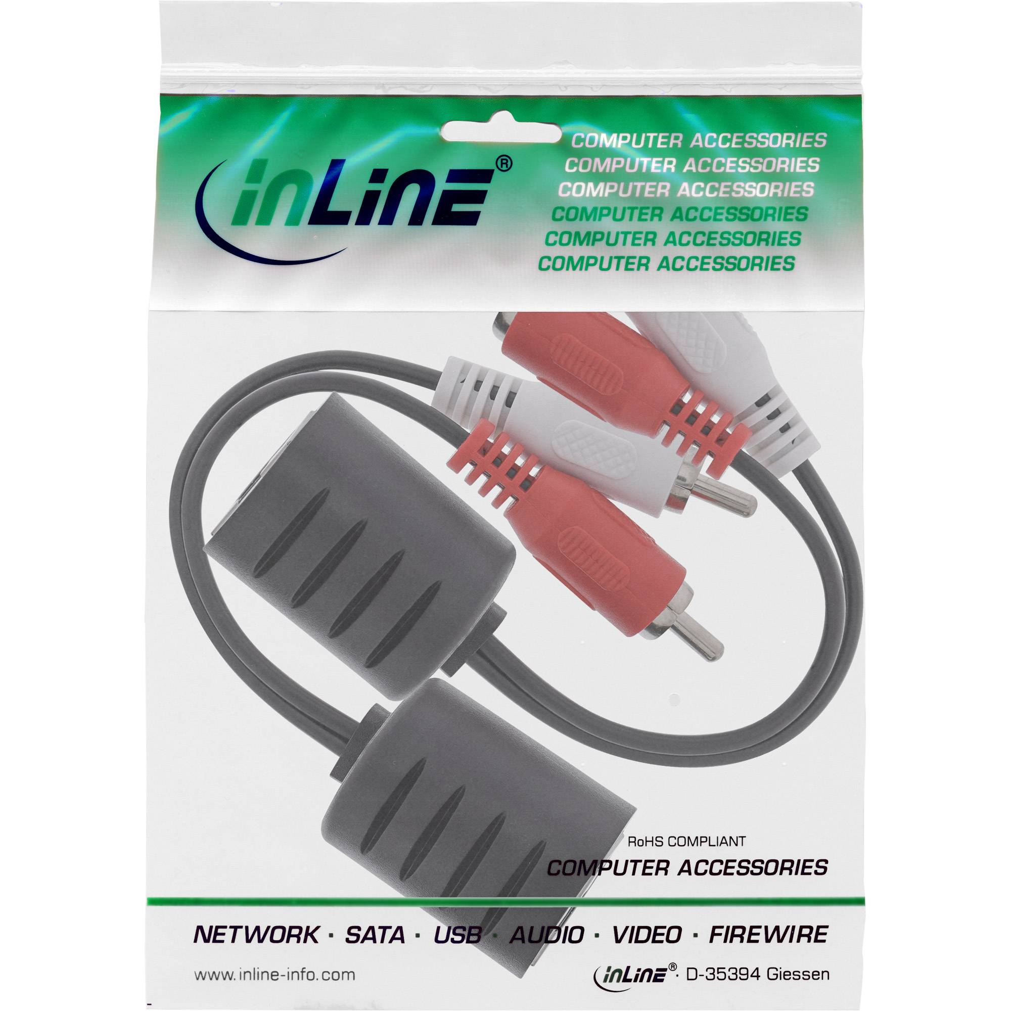 INLINE - Audio über RJ45 passiv - 2x Cinch Stecker / RJ45 Buchse - max. 50m