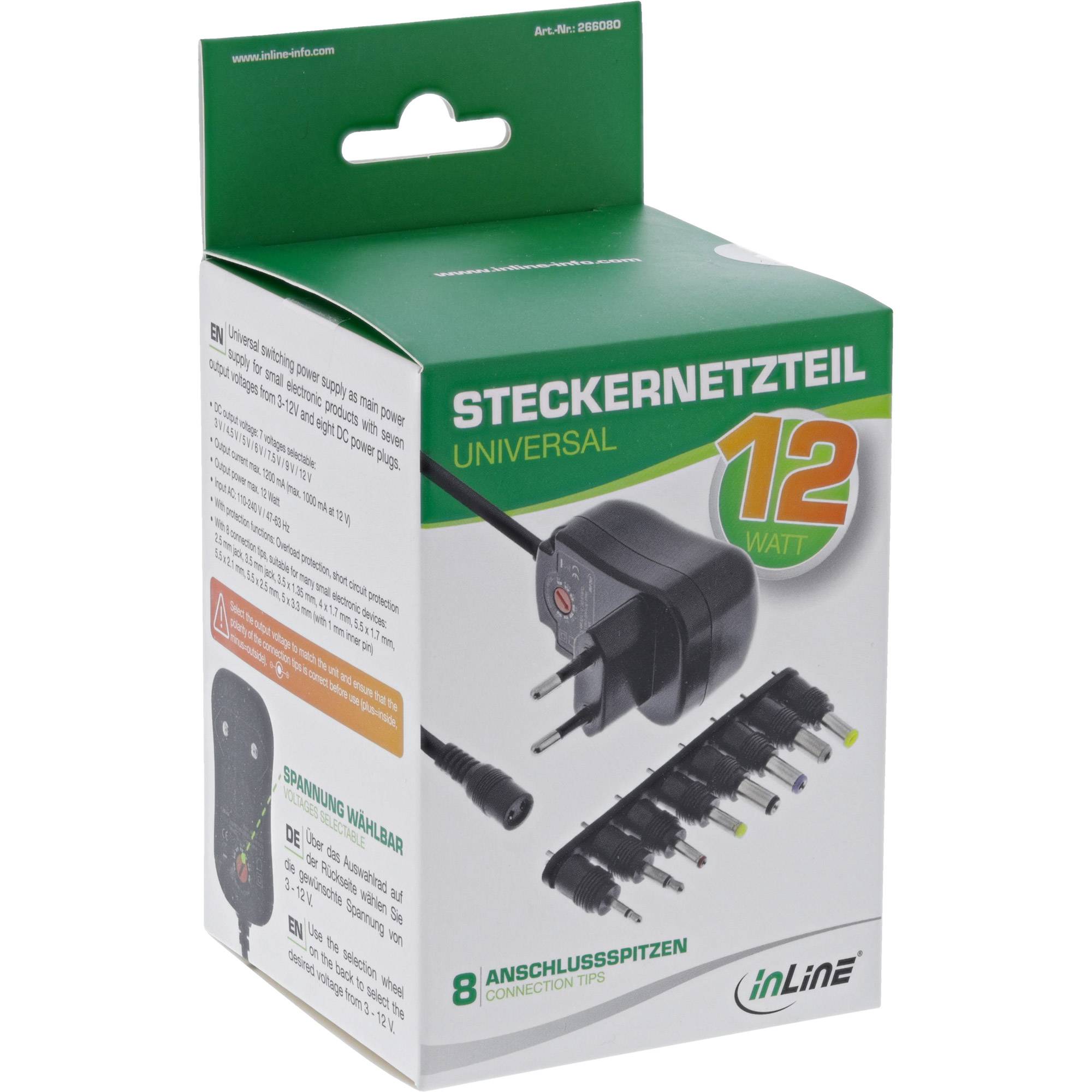 INLINE - Universal Steckernetzteil 12W - 110-240V auf 3-12V - max. 1200mA