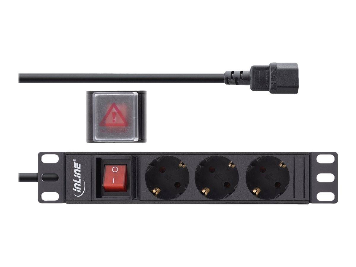 INLINE - 10"" Steckdosenleiste - 3-fach Schutzkontakt - C14 Anschluss - mit Schalter