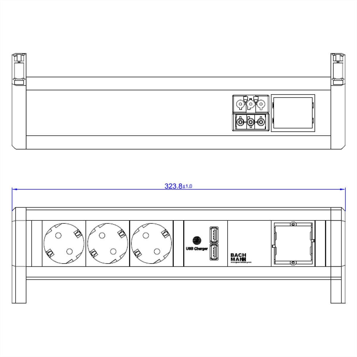 Bachmann DESK 1 - Steckdosenleiste - 2 Custom-Modul - Wechselstrom 230 V - Eingabe, Eingang GST18i3 - Ausgangsanschlüsse