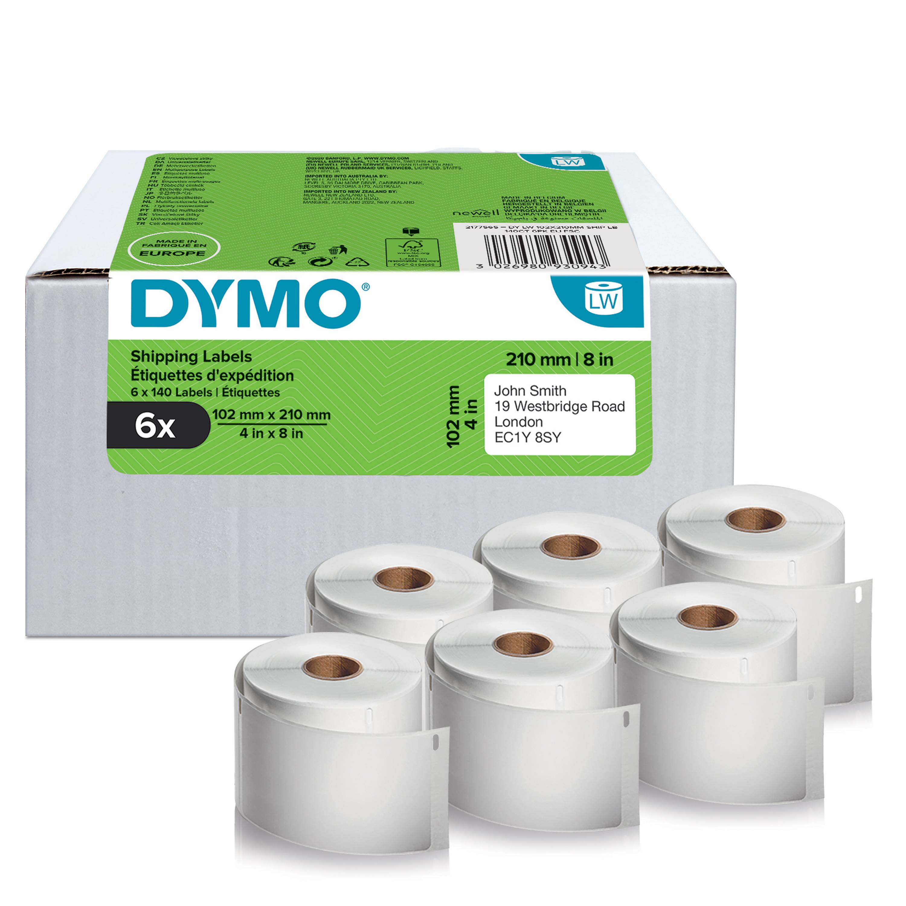 Dymo 2177565 - Weiß - Selbstklebendes Druckeretikett - Gestanztes Etikett - Direkt Wärme - Universal - Rechteck
