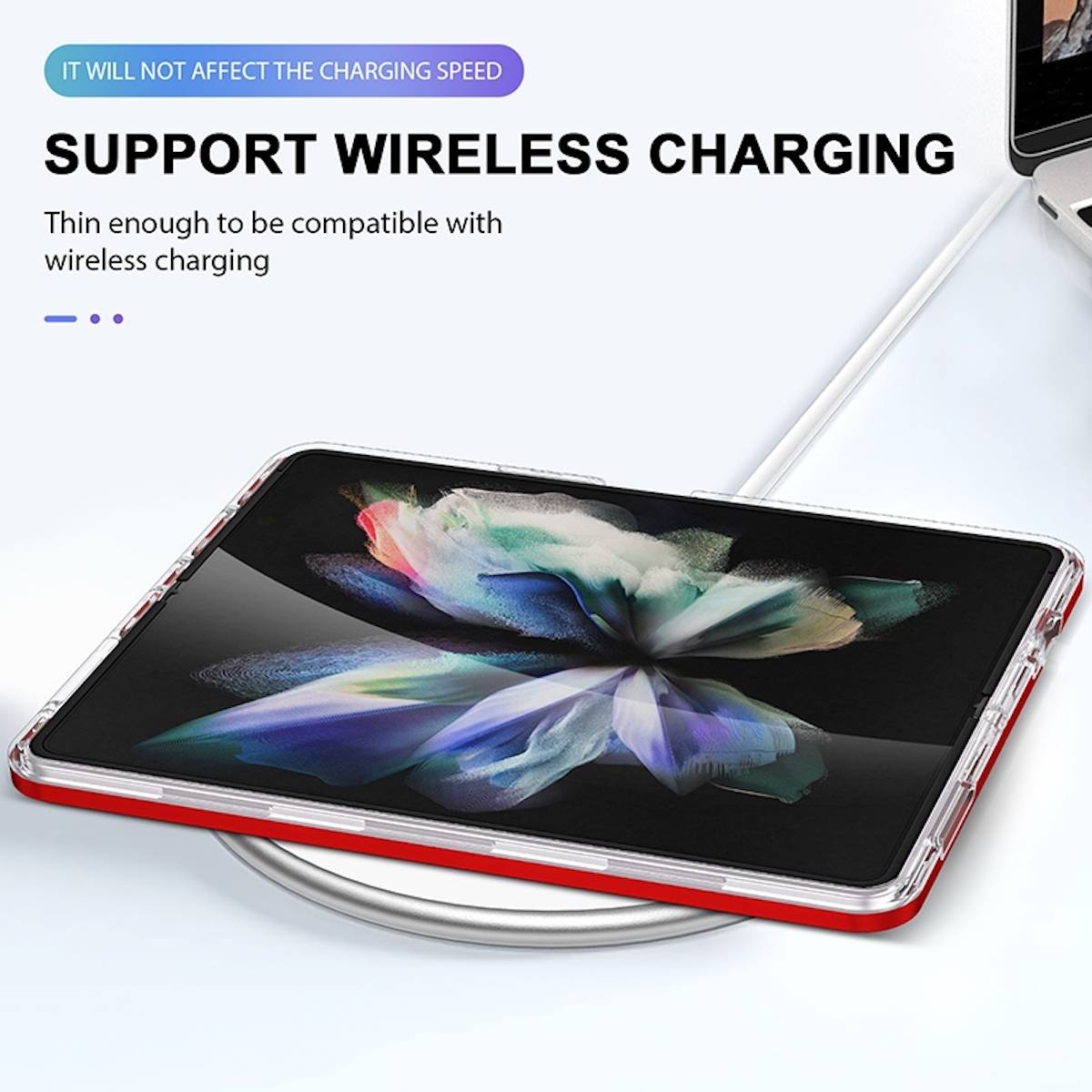 Für Samsung Galaxy Z Fold4 5G 360 Grad Schock Durchsichtig Acrylic + PC + TPU Cover Handy Tasche Hülle Etuis Rot